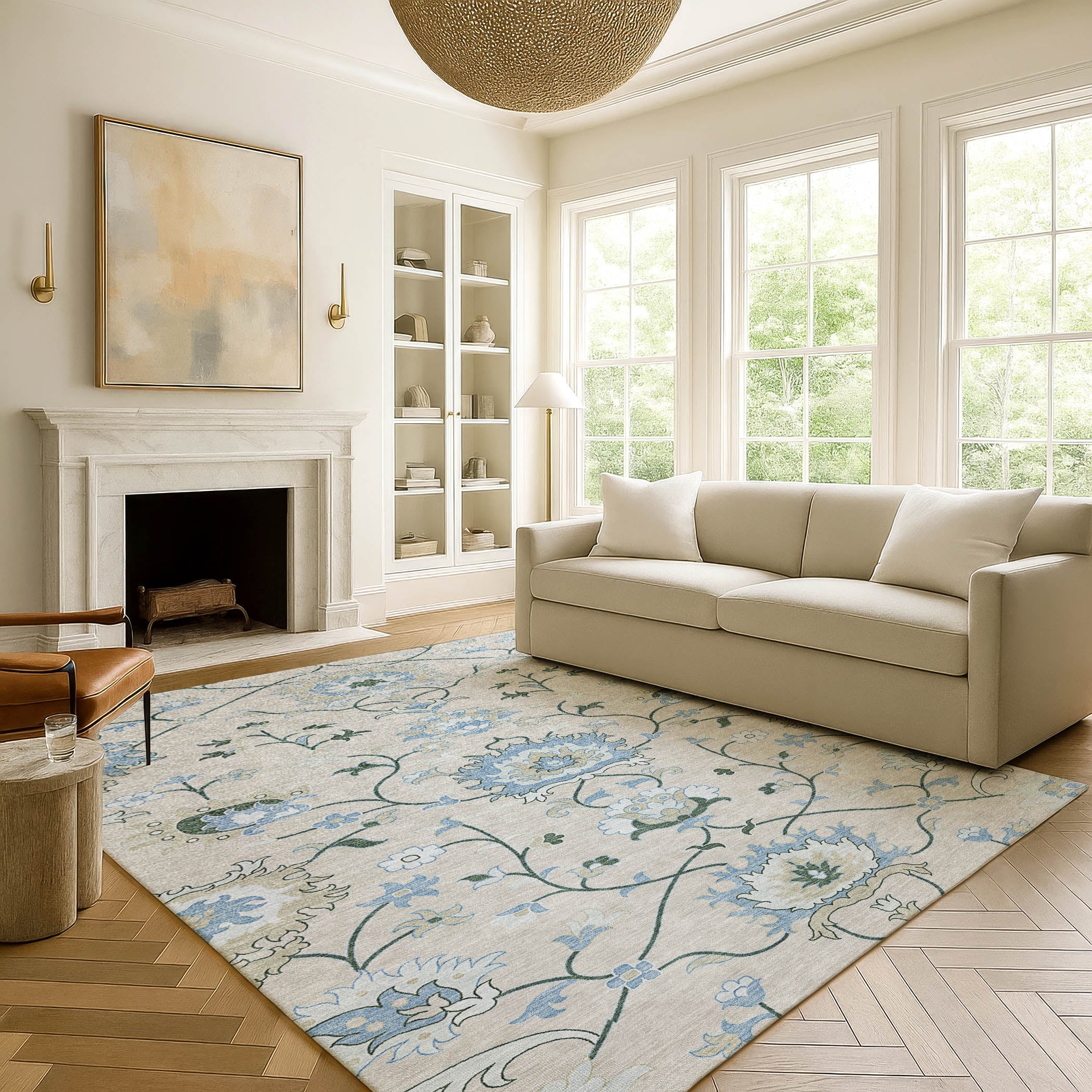 Cusco Machine Washable Traditional Beige Brown Rug 3' x 5' #shape_Rectangle