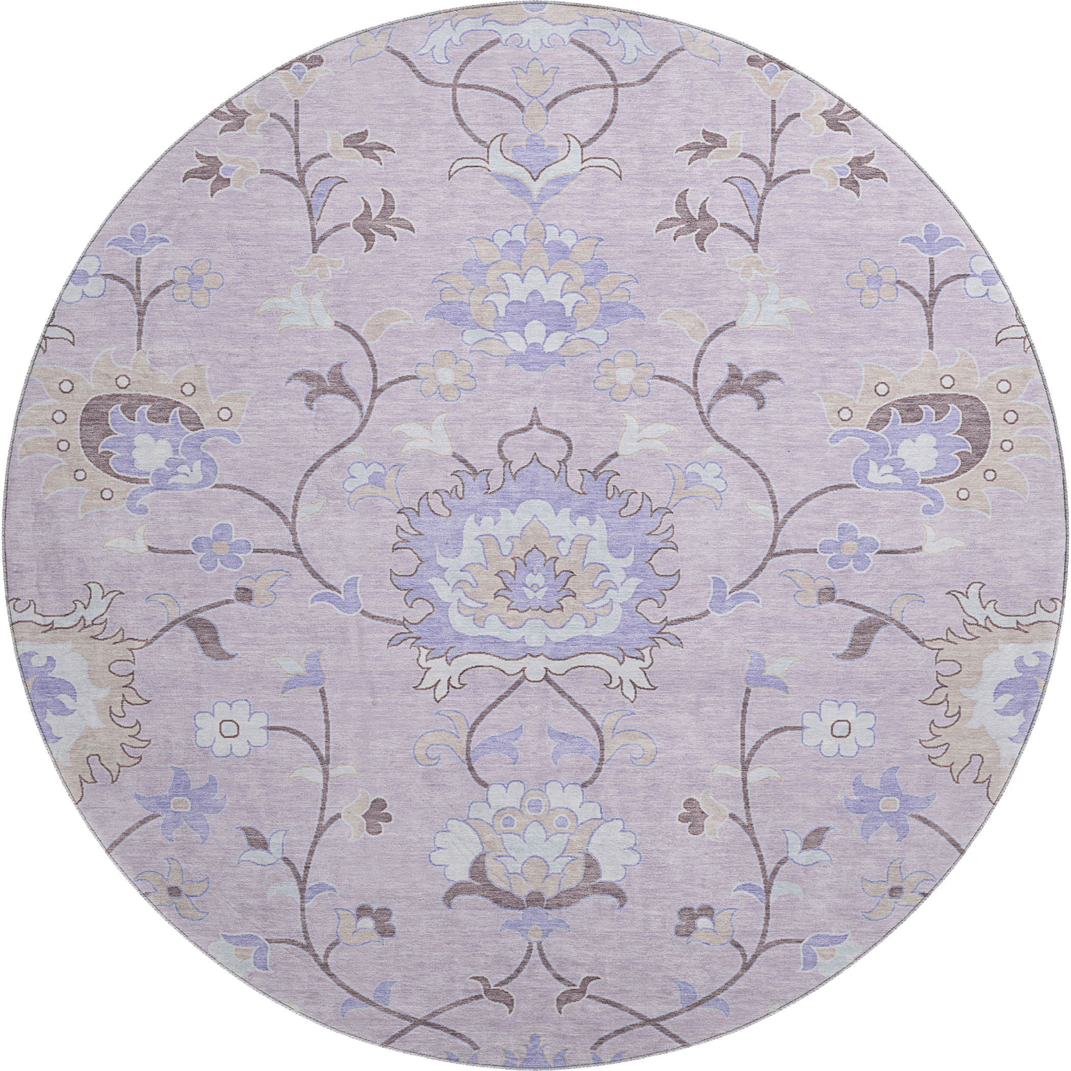 Cusco Machine Washable Traditional Blush Pink Rug 8' x 8' #shape_Round