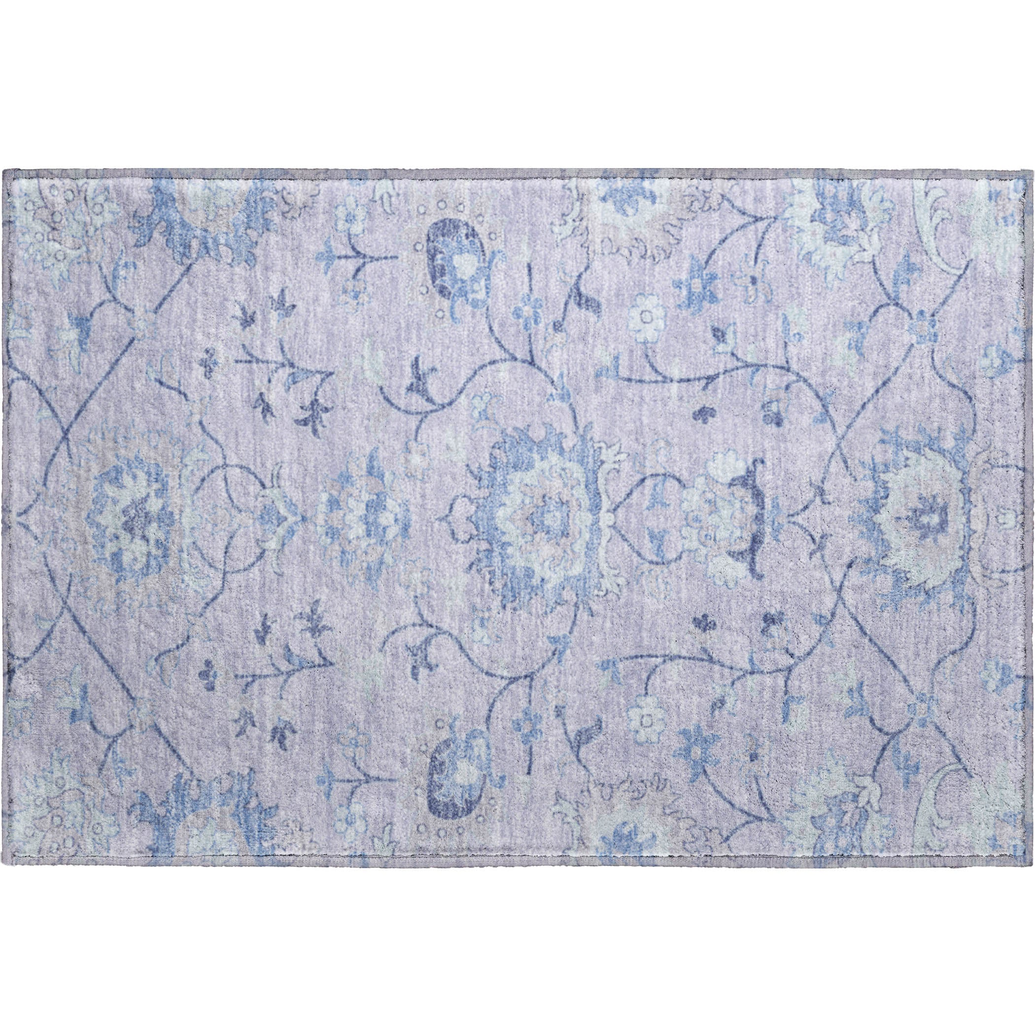 Cusco Machine Washable Traditional Lilac Purple Rug 1'8" x 2'6" #shape_Rectangle