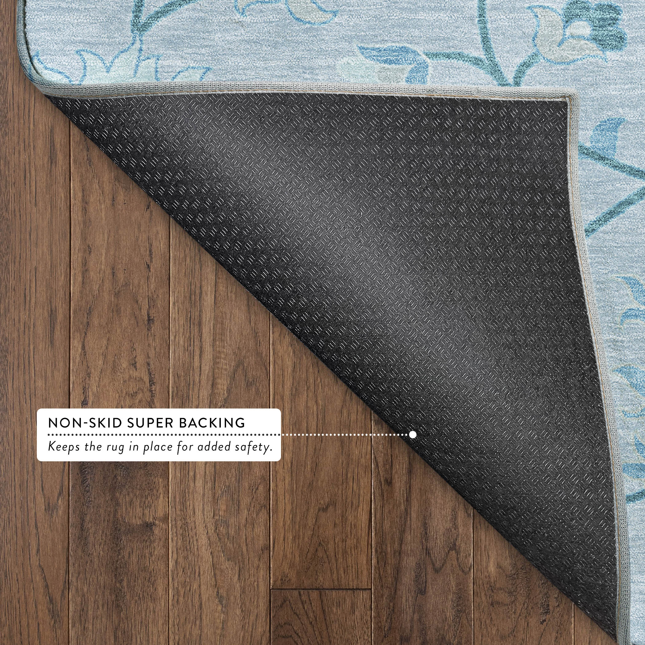 Cusco Machine Washable Traditional Sky Blue Rug 1'8" x 2'6" #shape_Rectangle