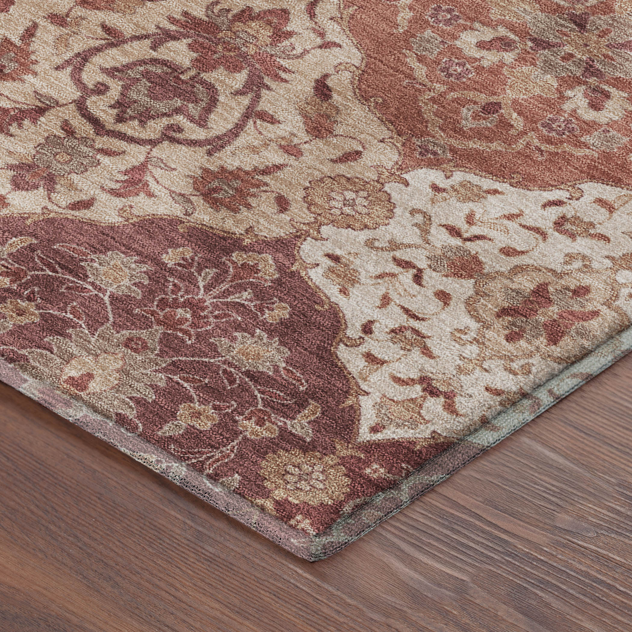 Oslo Machine Washable Transitional Brick Red Rug 1'8" x 2'6" #shape_Rectangle