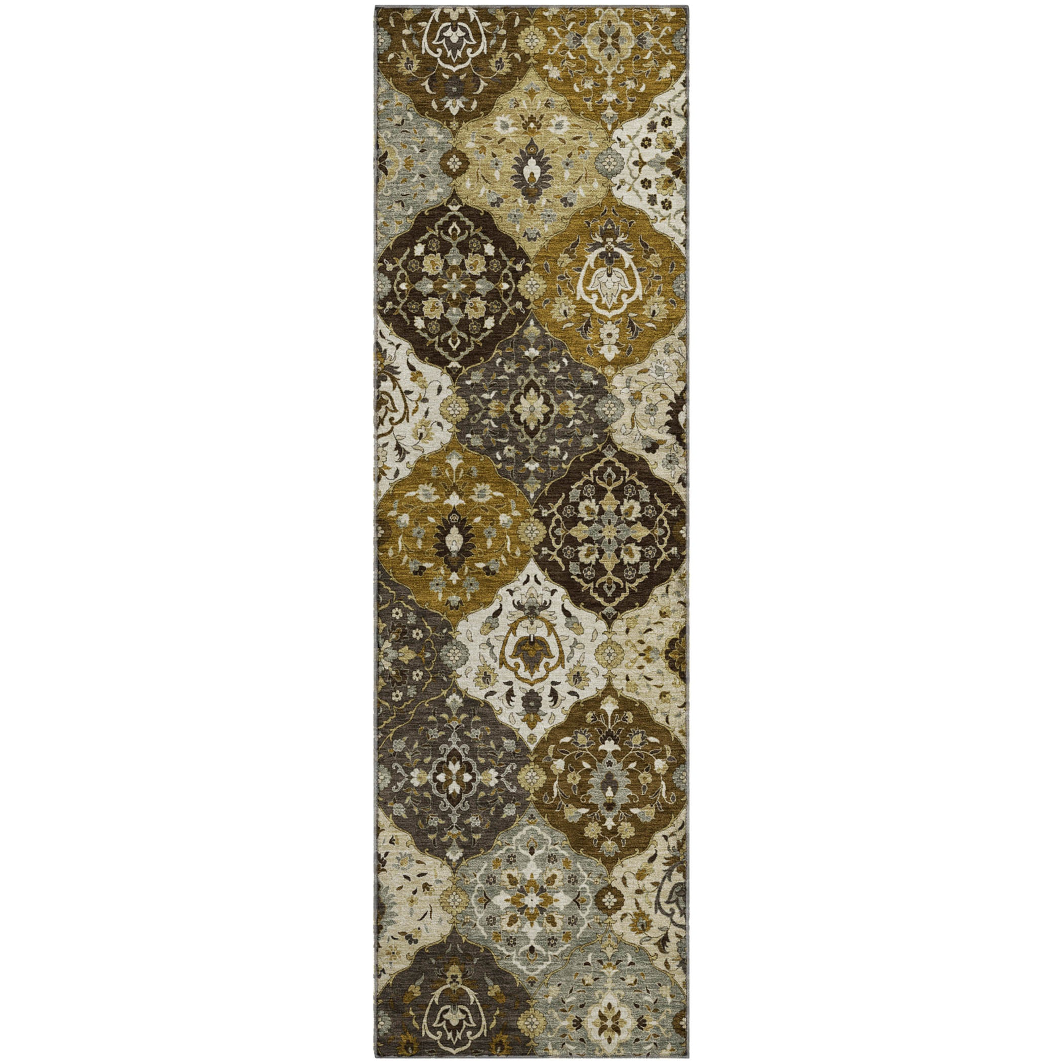 Oslo Machine Washable Transitional Brown Rug 2'3" x 7'6" #shape_Runner