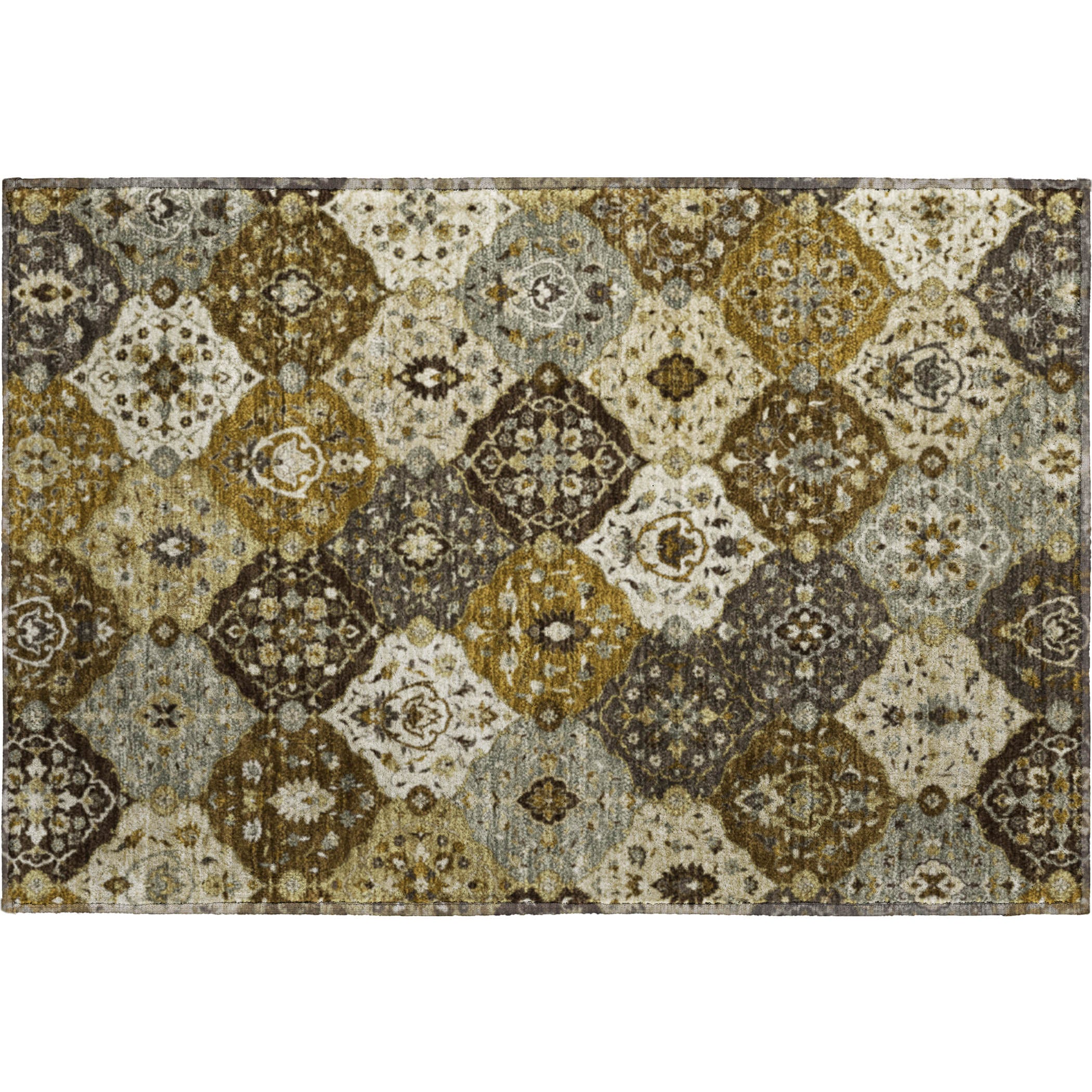 Oslo Machine Washable Transitional Brown Rug 1'8" x 2'6" #shape_Rectangle