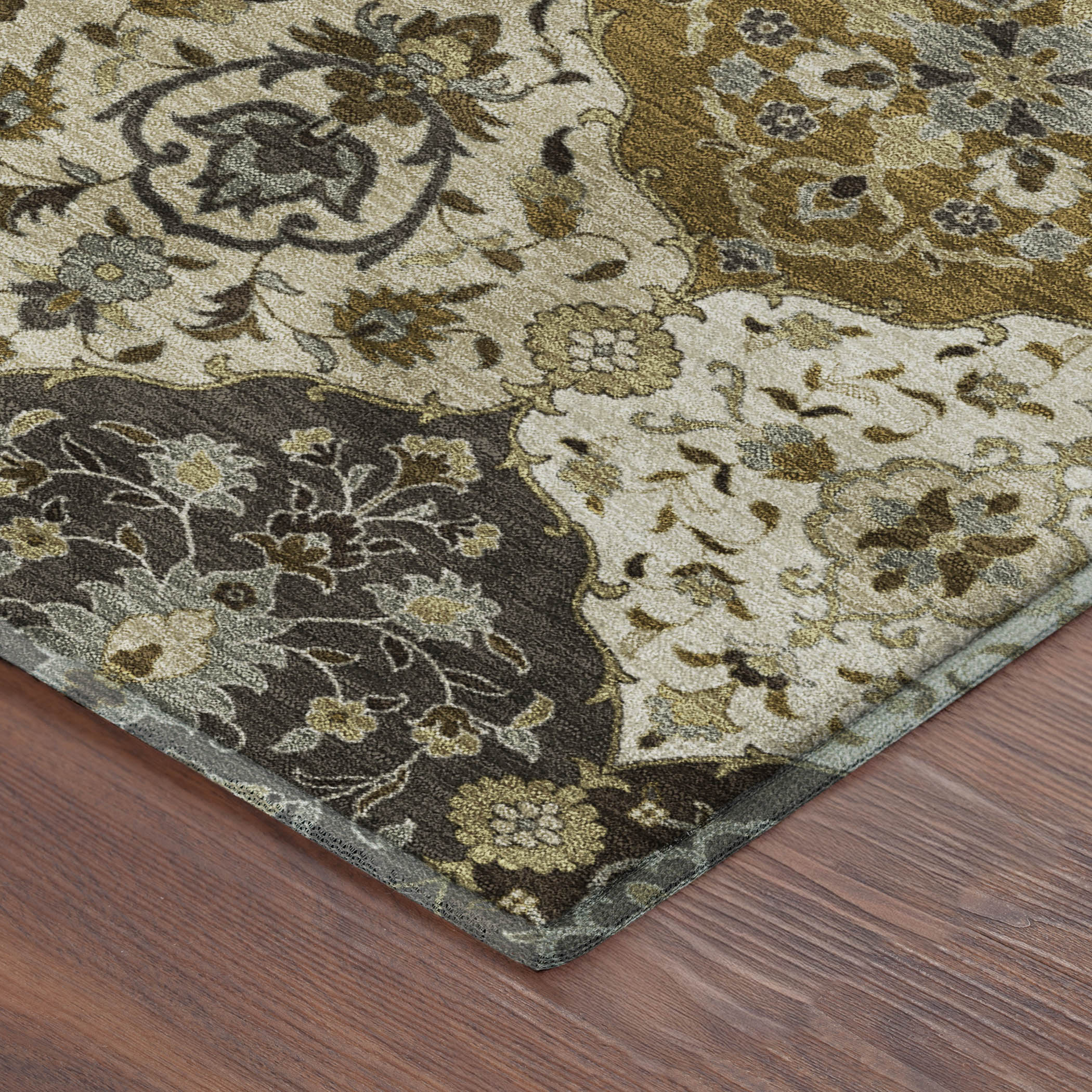 Oslo Machine Washable Transitional Brown Rug 1'8" x 2'6" #shape_Rectangle