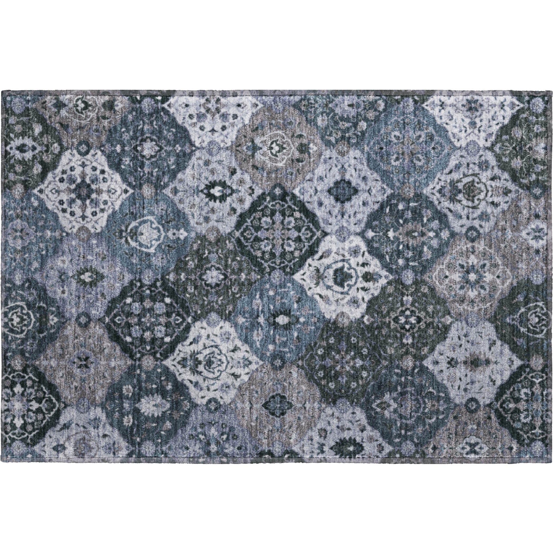 Oslo Machine Washable Transitional Denim Blue Rug 1'8" x 2'6" #shape_Rectangle