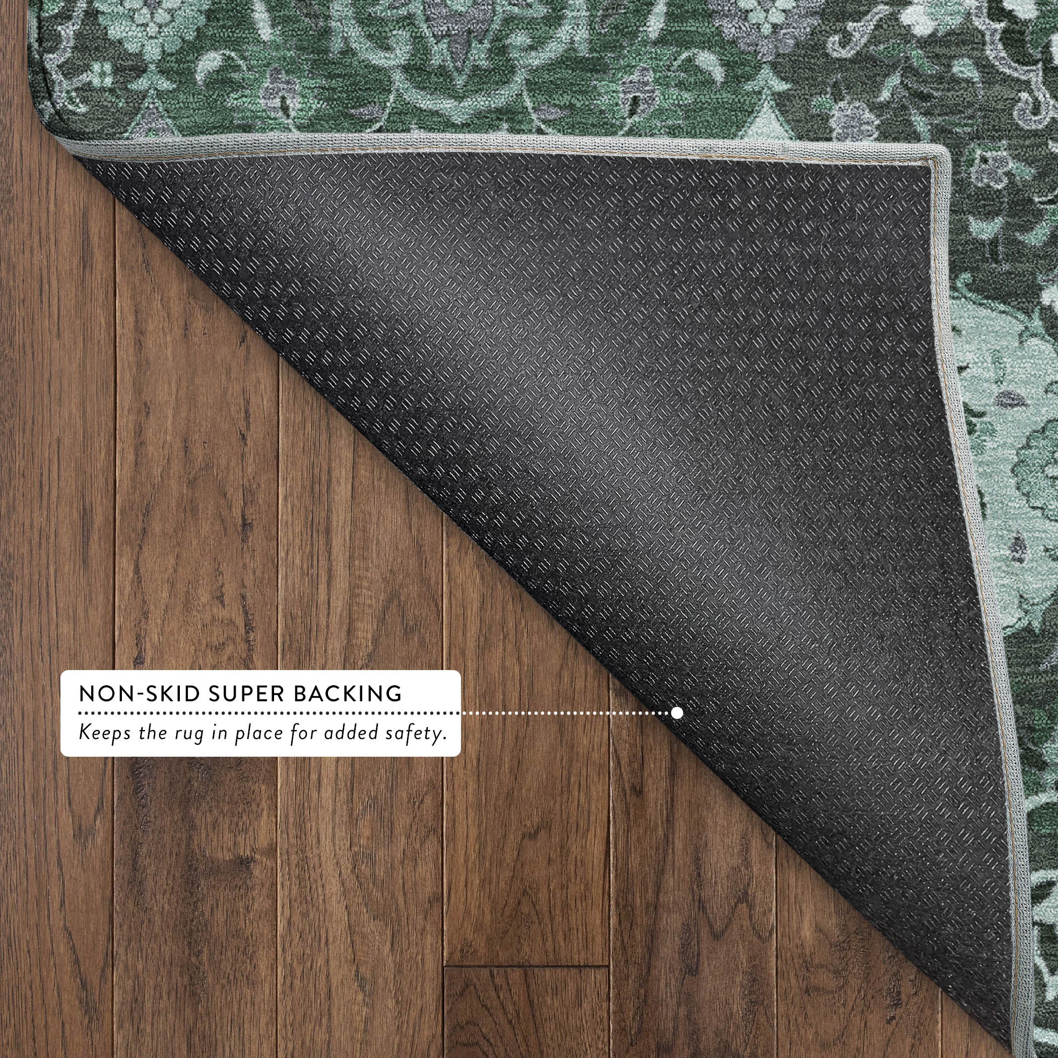 Oslo Machine Washable Transitional Green Rug 1'8" x 2'6" #shape_Rectangle