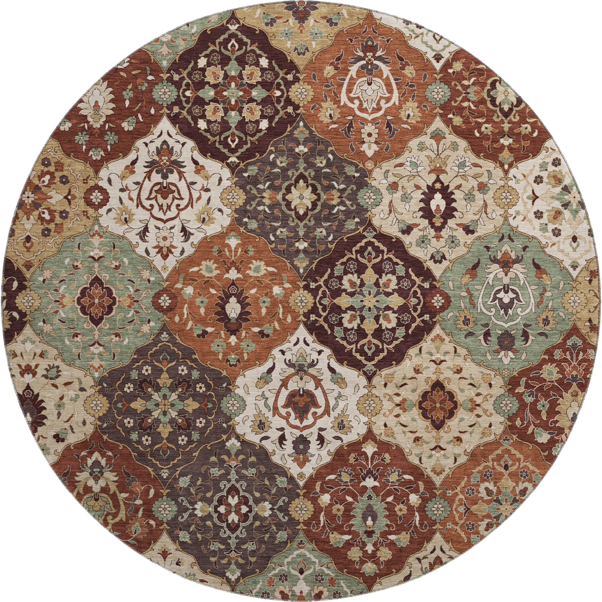 Oslo Machine Washable Transitional Paprika Orange Rug 8' x 8' #shape_Round