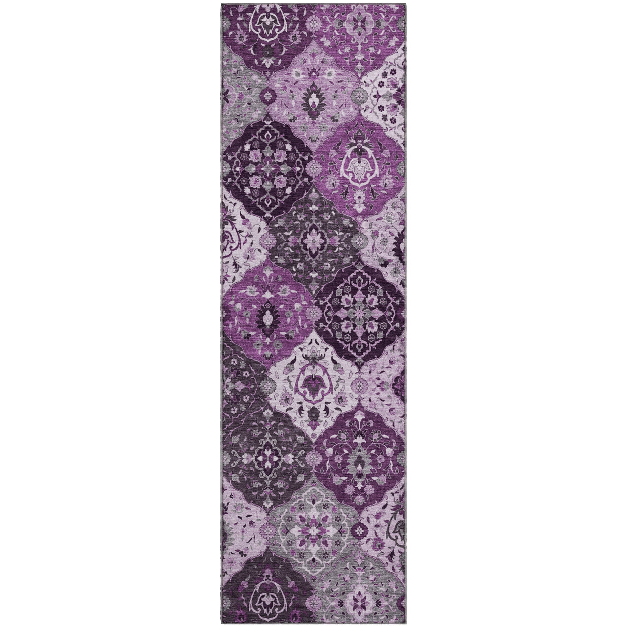 Oslo Machine Washable Transitional Purple Rug 2'3" x 7'6" #shape_Runner