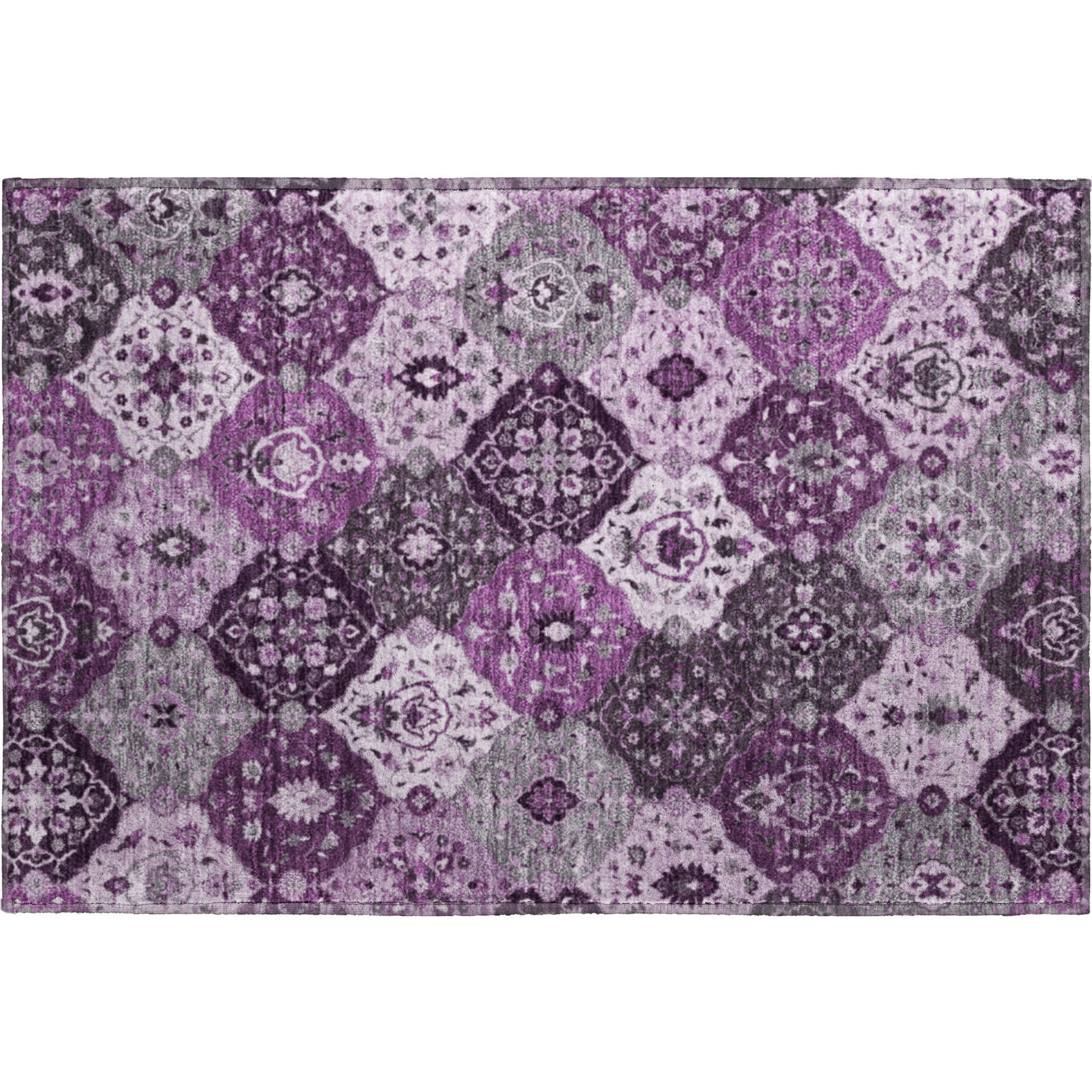 Oslo Machine Washable Transitional Purple Rug 1'8" x 2'6" #shape_Rectangle