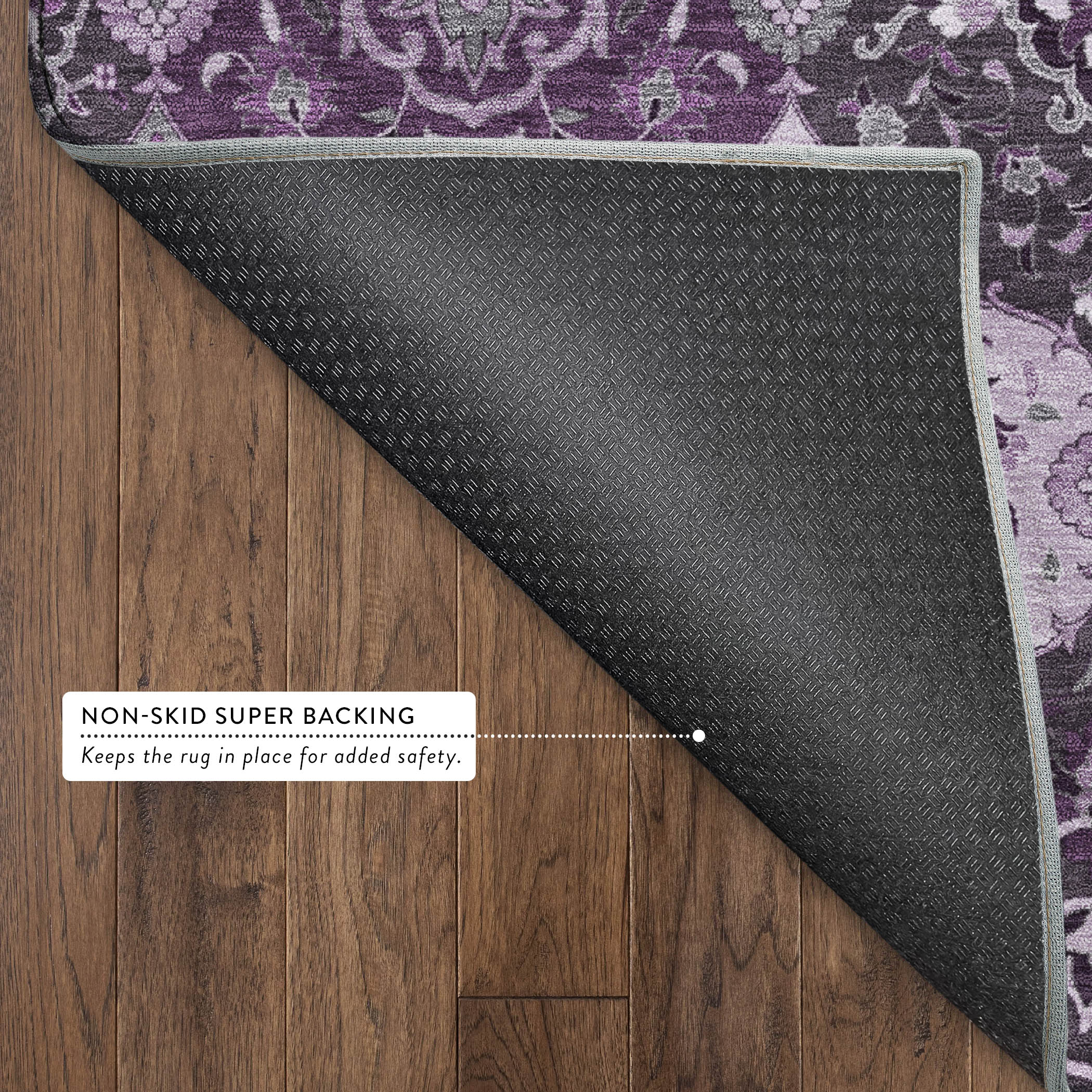 Oslo Machine Washable Transitional Purple Rug 1'8" x 2'6" #shape_Rectangle
