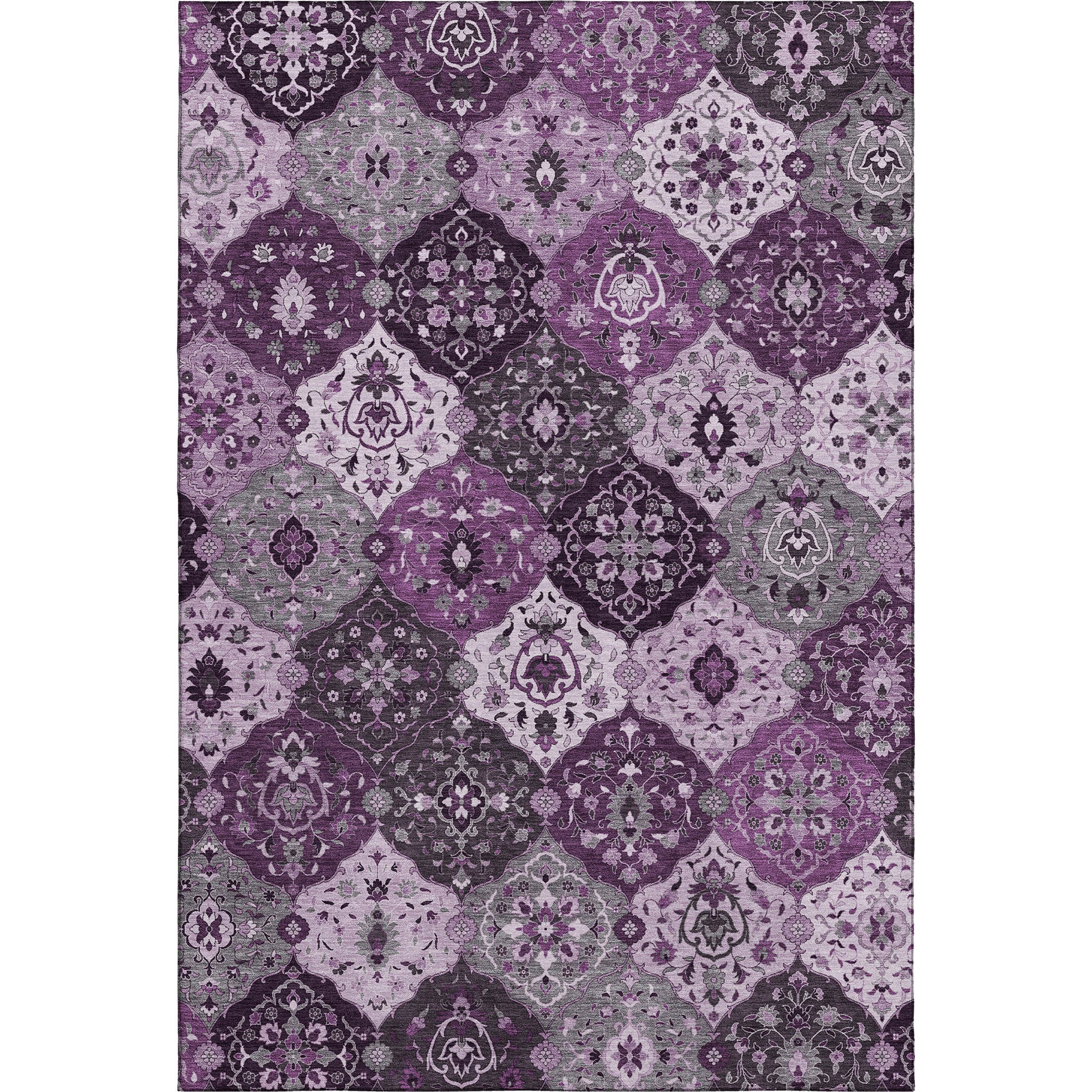 Oslo Machine Washable Transitional Purple Rug 3' x 5' #shape_Rectangle