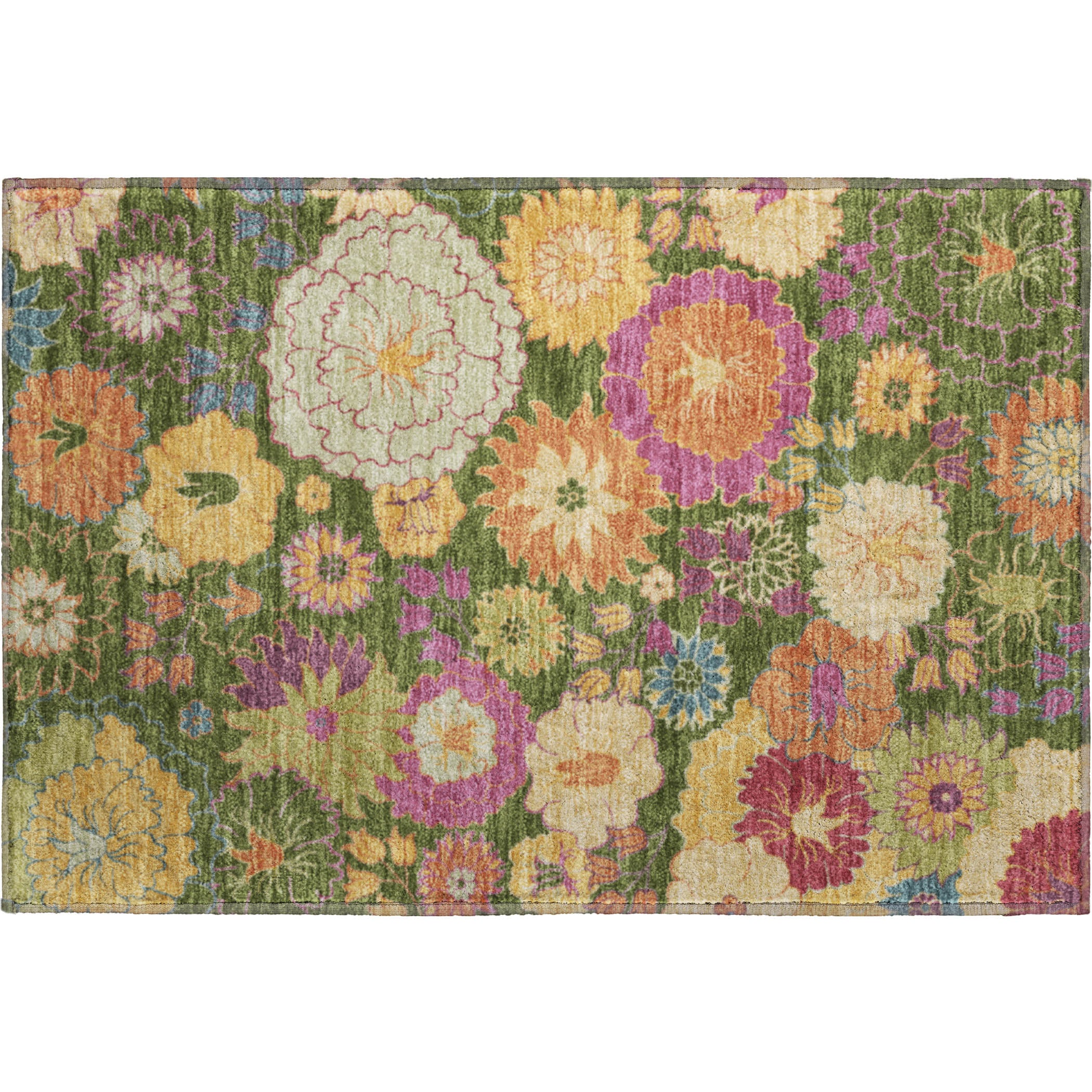 Bangkok Machine Washable Transitional Aloe Green Rug 1'8" x 2'6" #shape_Rectangle