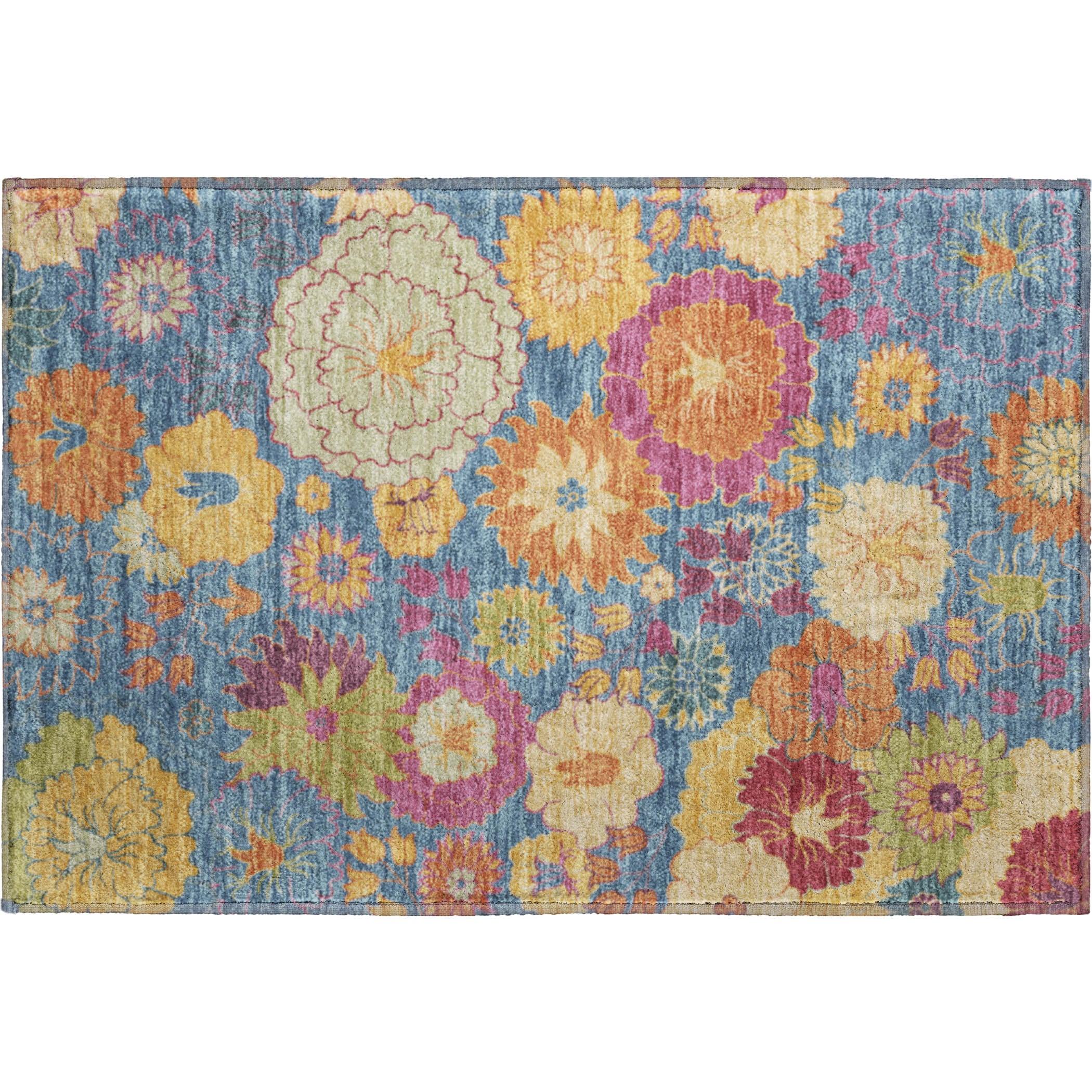Bangkok Machine Washable Transitional Blue Rug 1'8" x 2'6" #shape_Rectangle