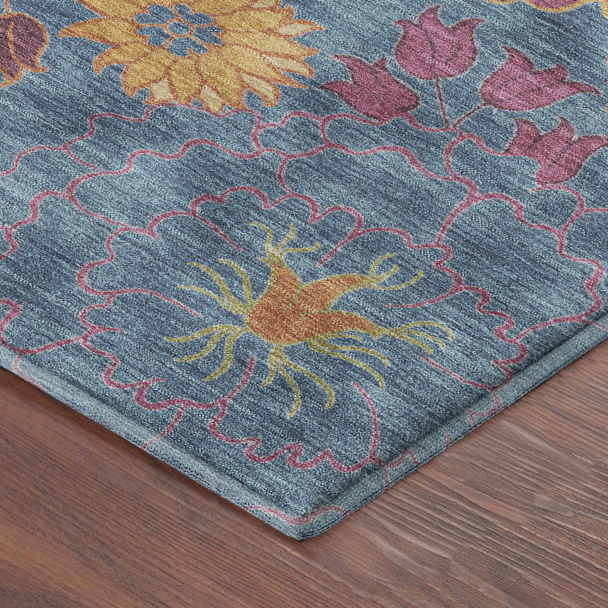 Bangkok Machine Washable Transitional Blue Rug 1'8" x 2'6" #shape_Rectangle