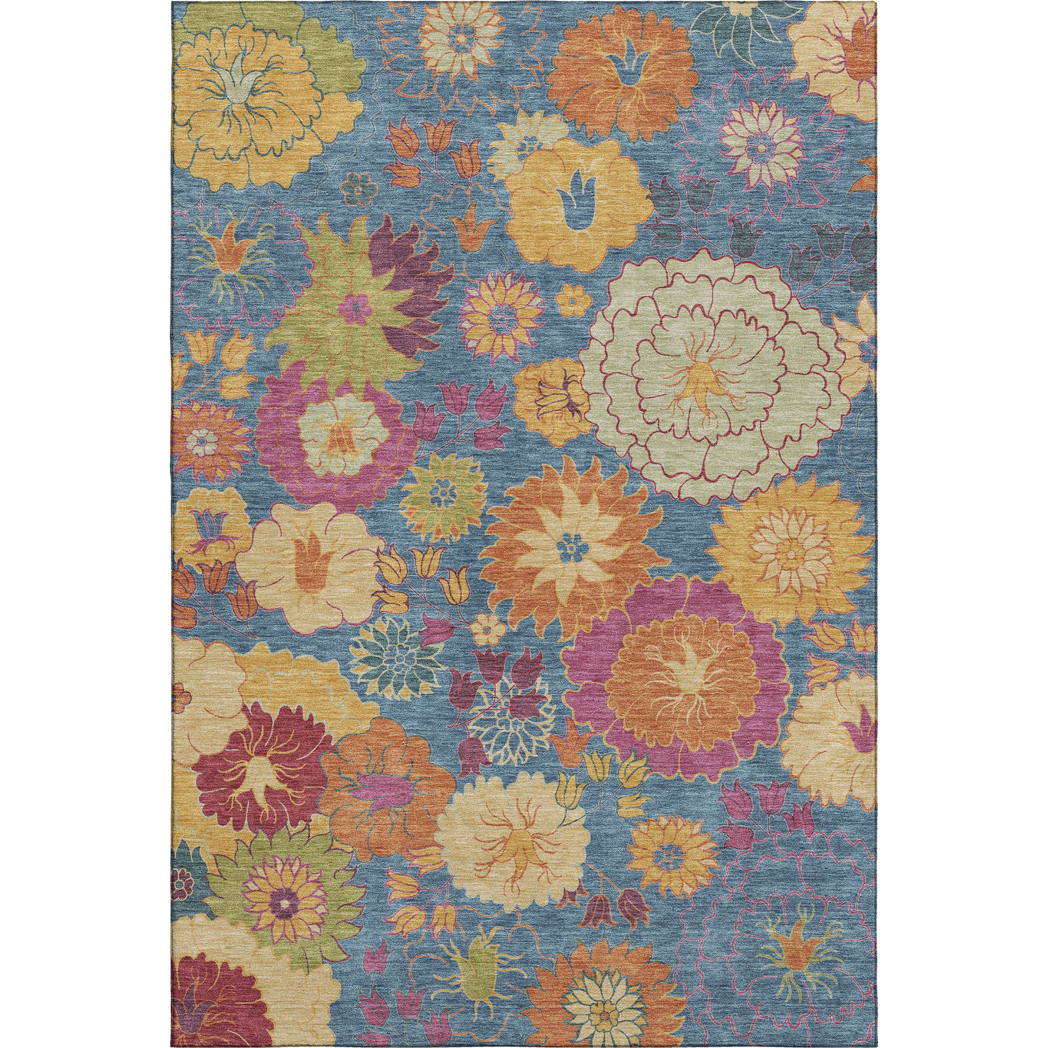 Bangkok Machine Washable Transitional Blue Rug 3' x 5' #shape_Rectangle