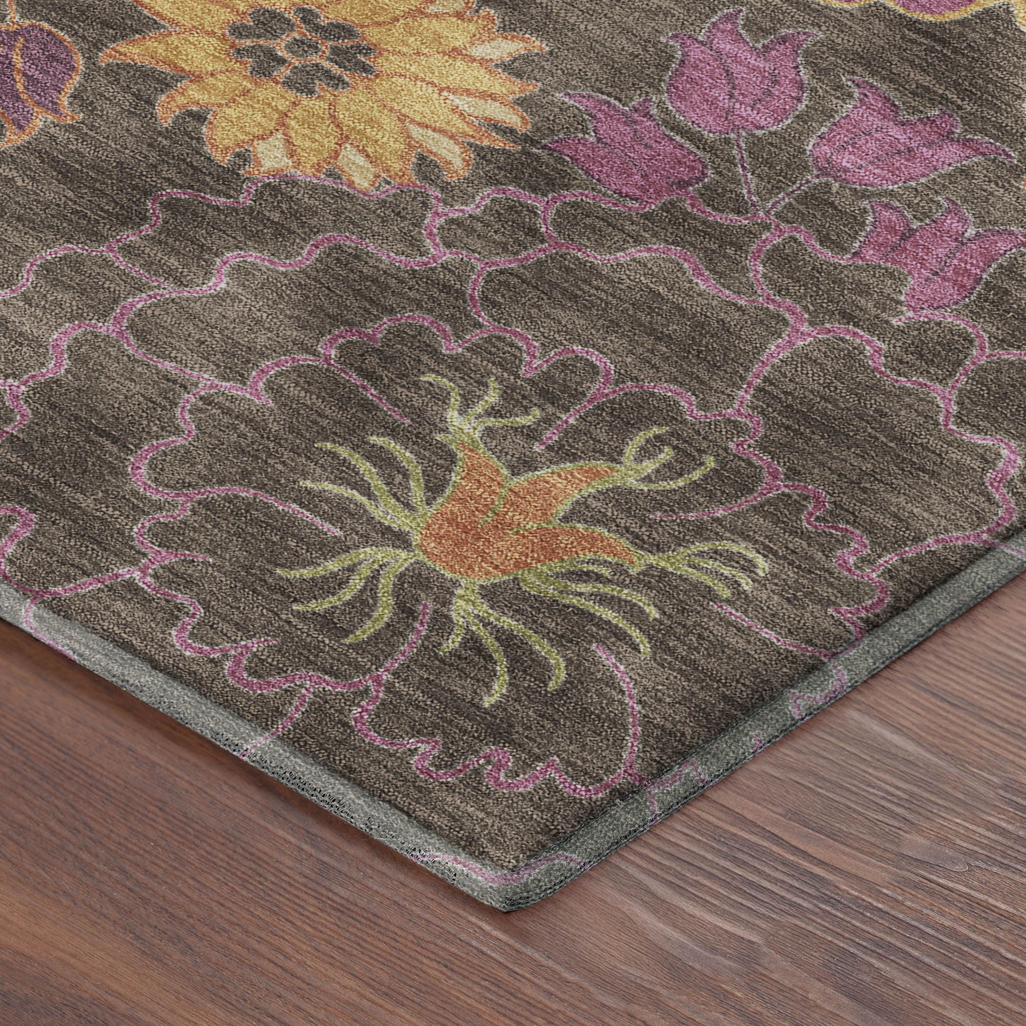 Bangkok Machine Washable Transitional Chocolate Brown Rug 1'8" x 2'6" #shape_Rectangle