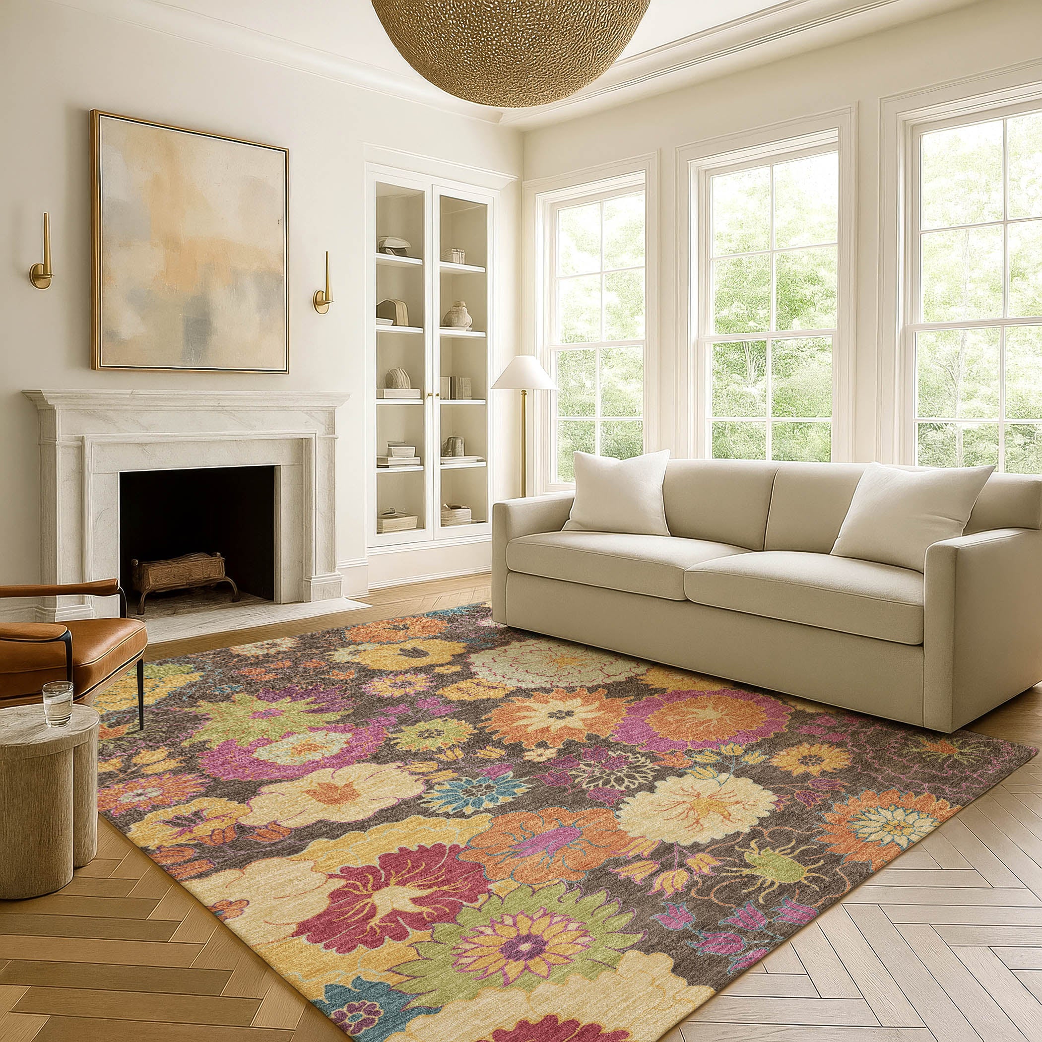 Bangkok Machine Washable Transitional Chocolate Brown Rug 3' x 5' #shape_Rectangle