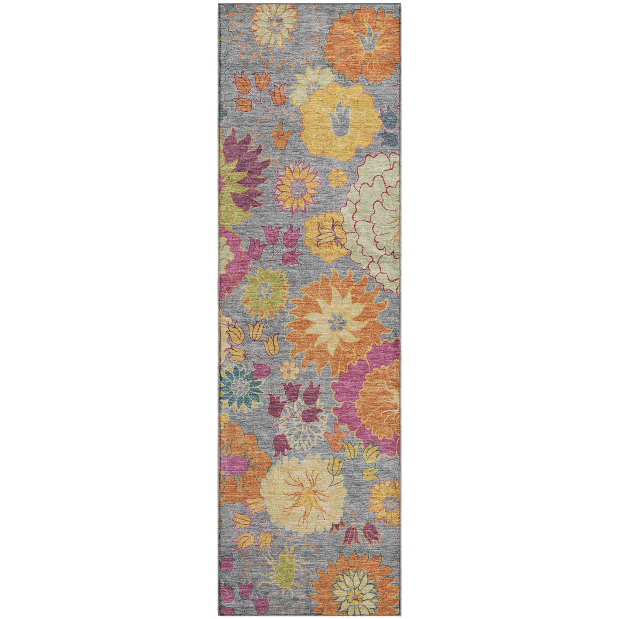Bangkok Machine Washable Transitional Gray Rug 2'3" x 7'6" #shape_Runner
