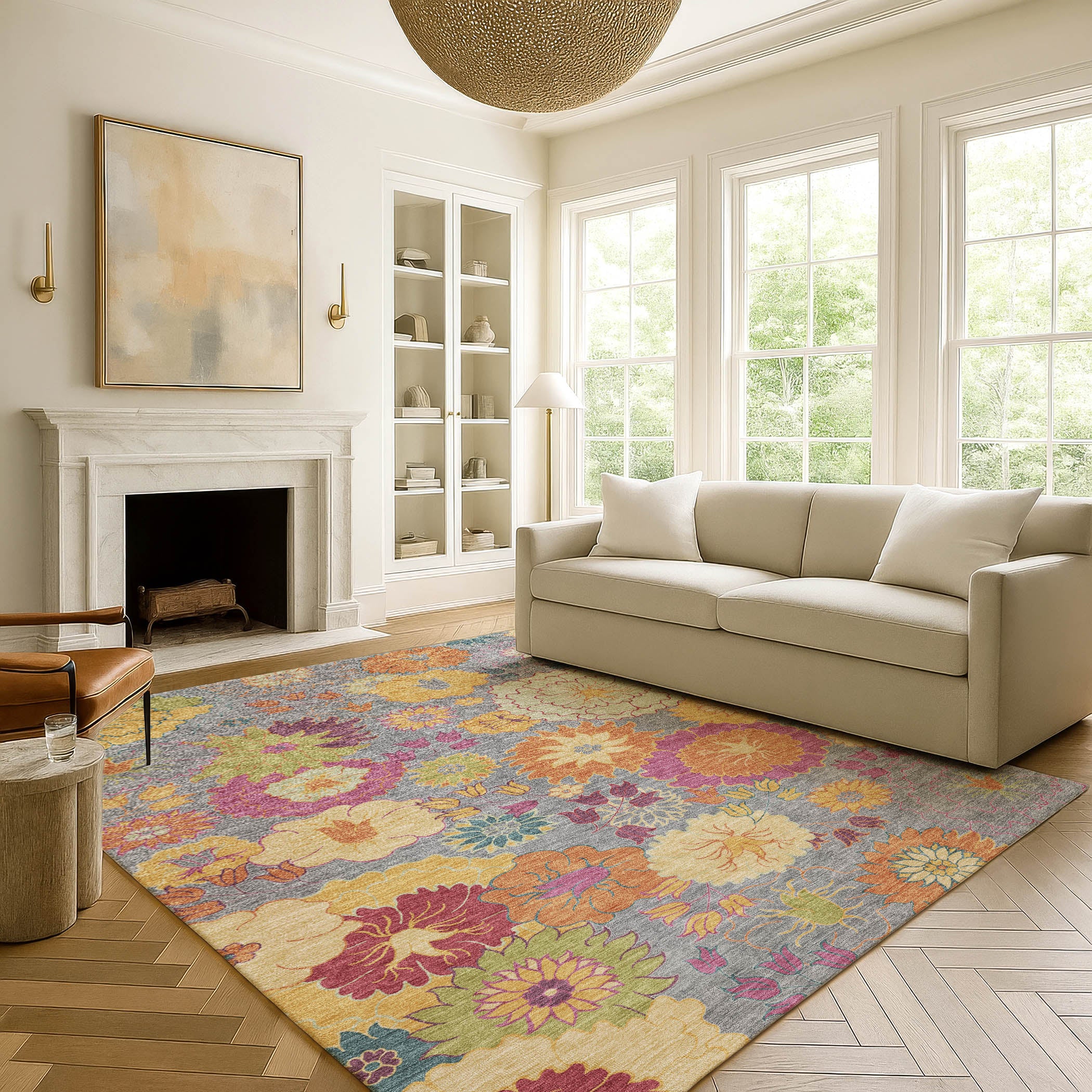 Bangkok Machine Washable Transitional Gray Rug 3' x 5' #shape_Rectangle