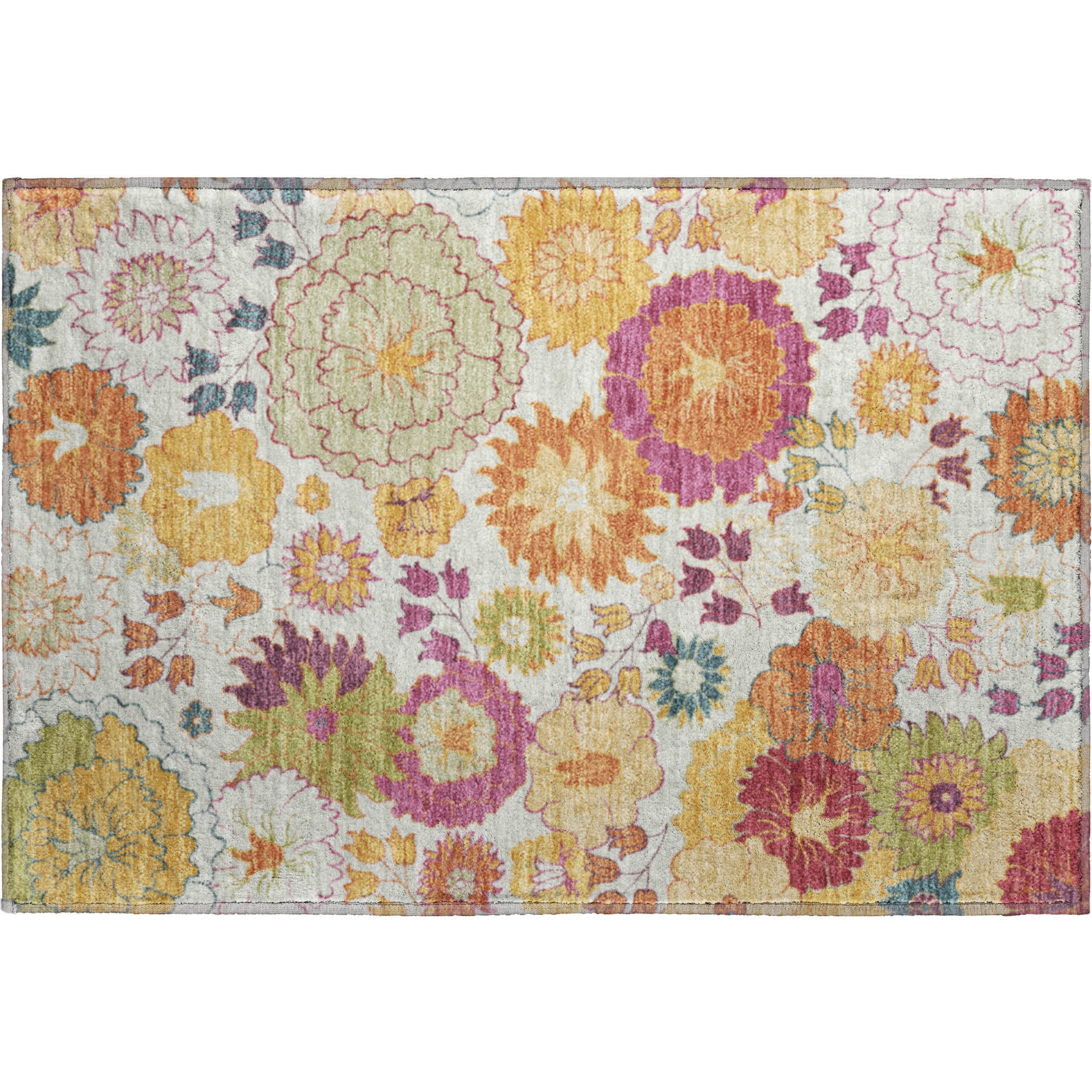 Bangkok Machine Washable Transitional Ivory Rug 1'8" x 2'6" #shape_Rectangle