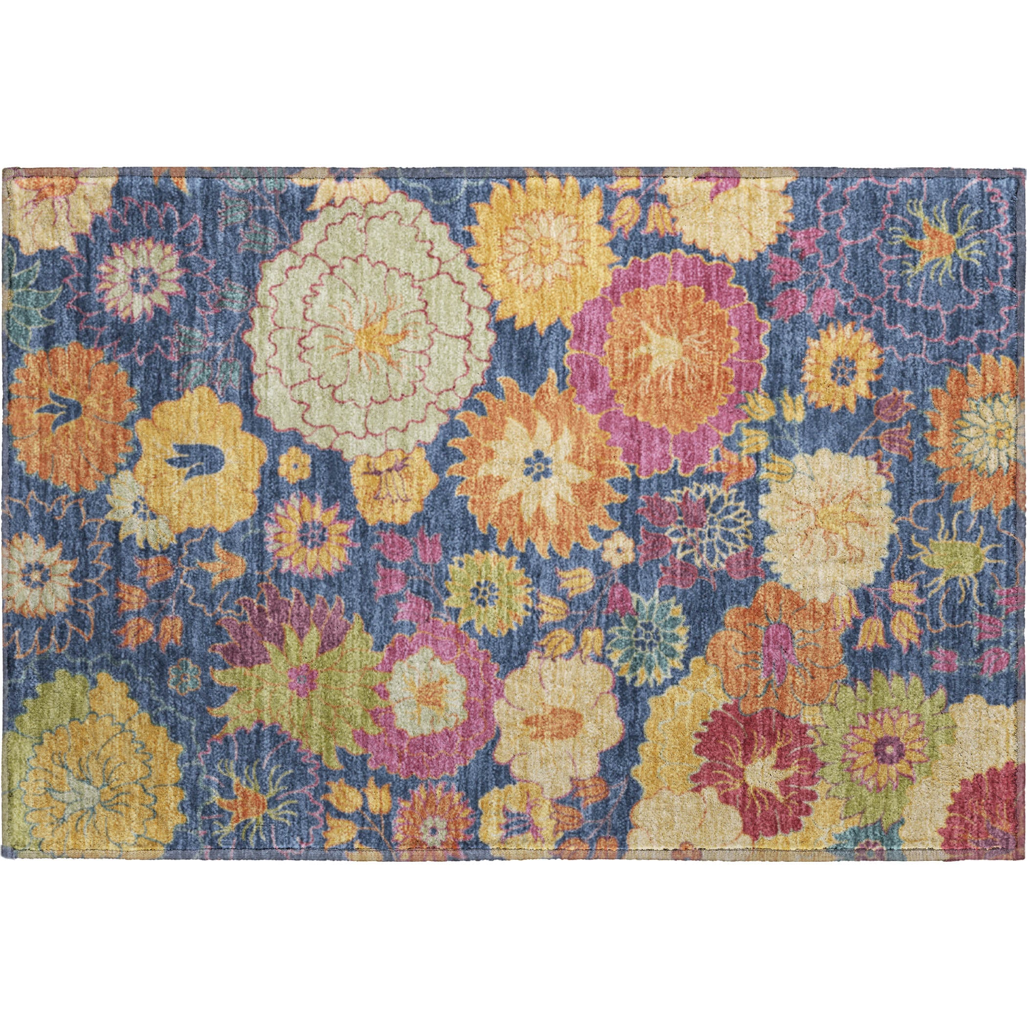 Bangkok Machine Washable Transitional Navy Blue Rug 1'8" x 2'6" #shape_Rectangle