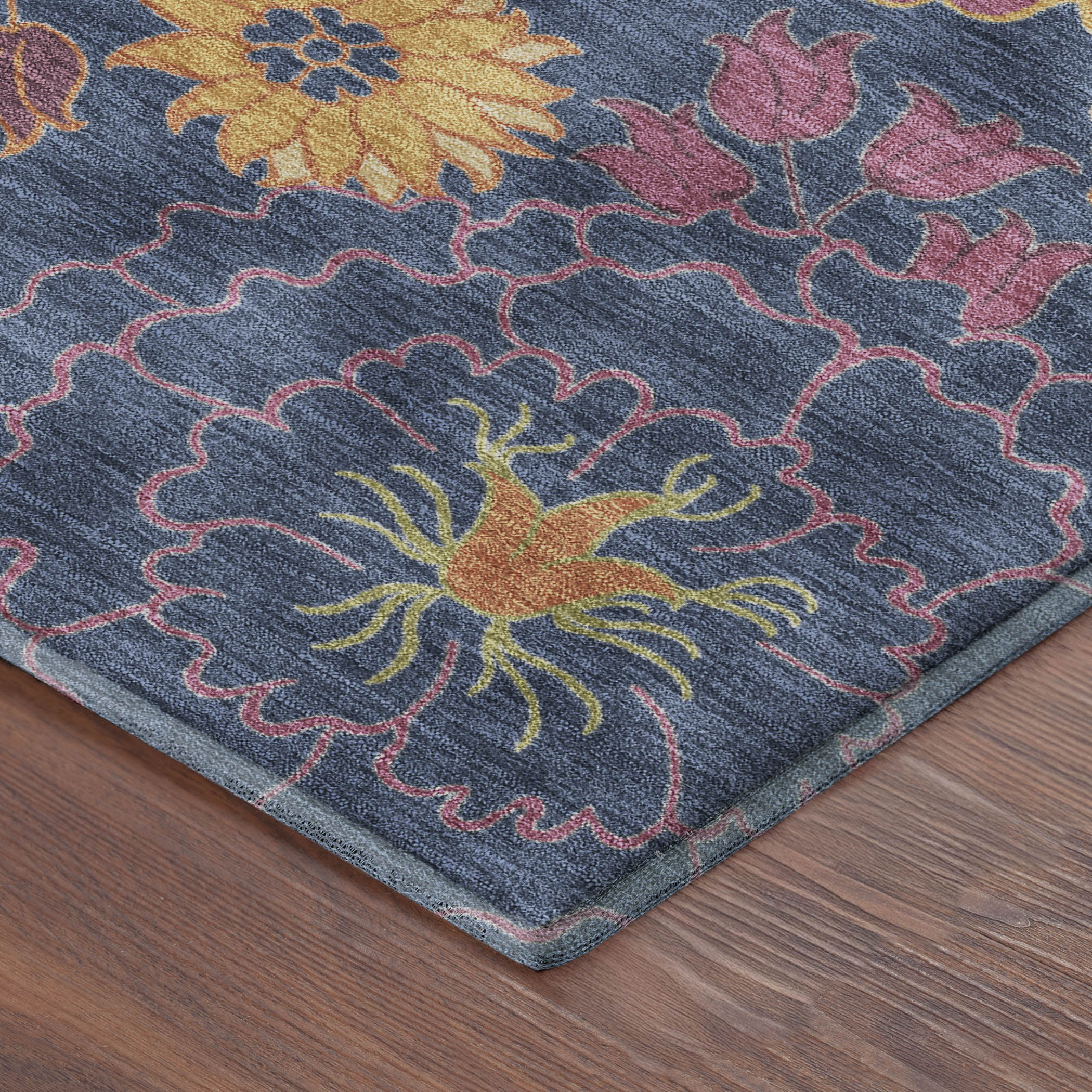Bangkok Machine Washable Transitional Navy Blue Rug 1'8" x 2'6" #shape_Rectangle