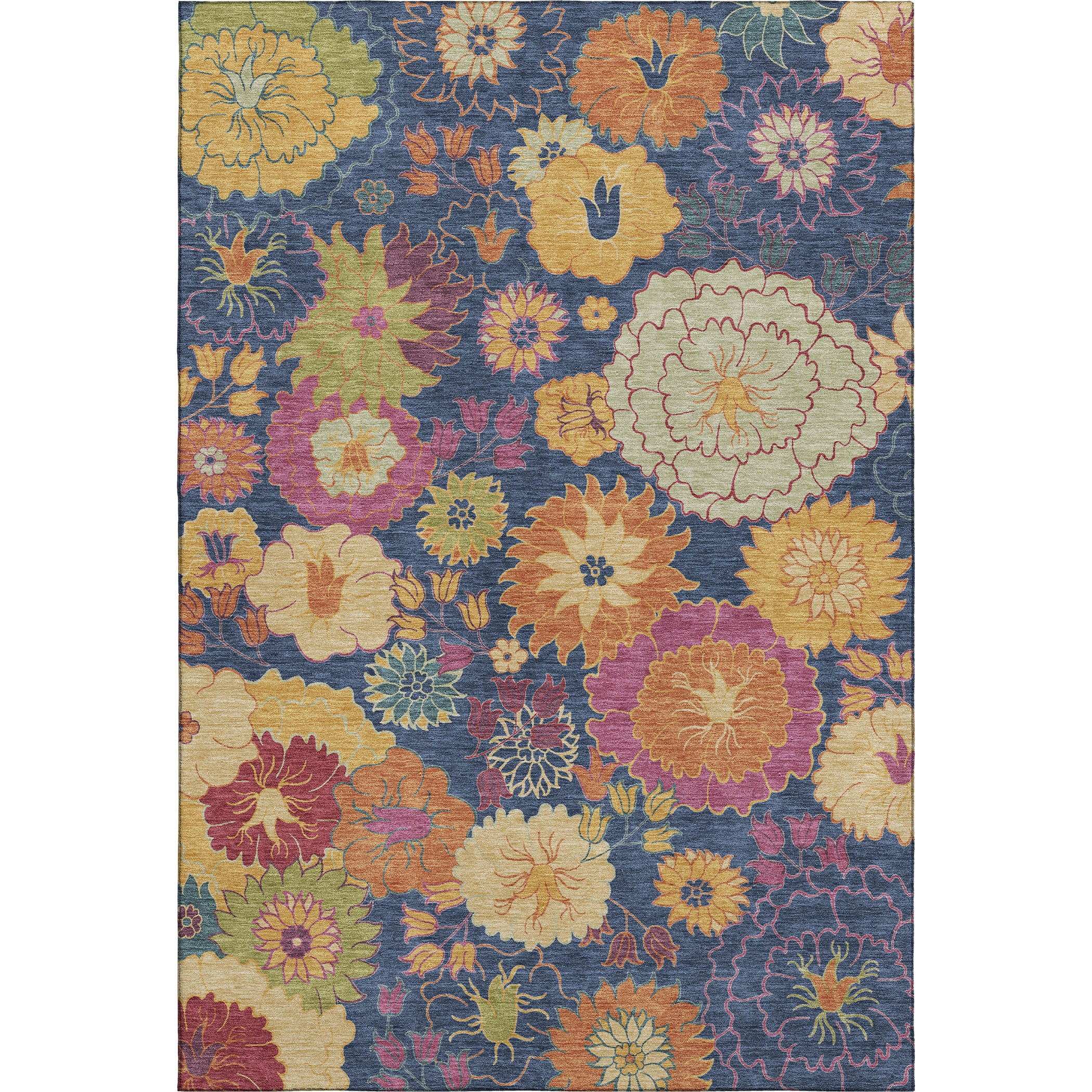 Bangkok Machine Washable Transitional Navy Blue Rug 3' x 5' #shape_Rectangle