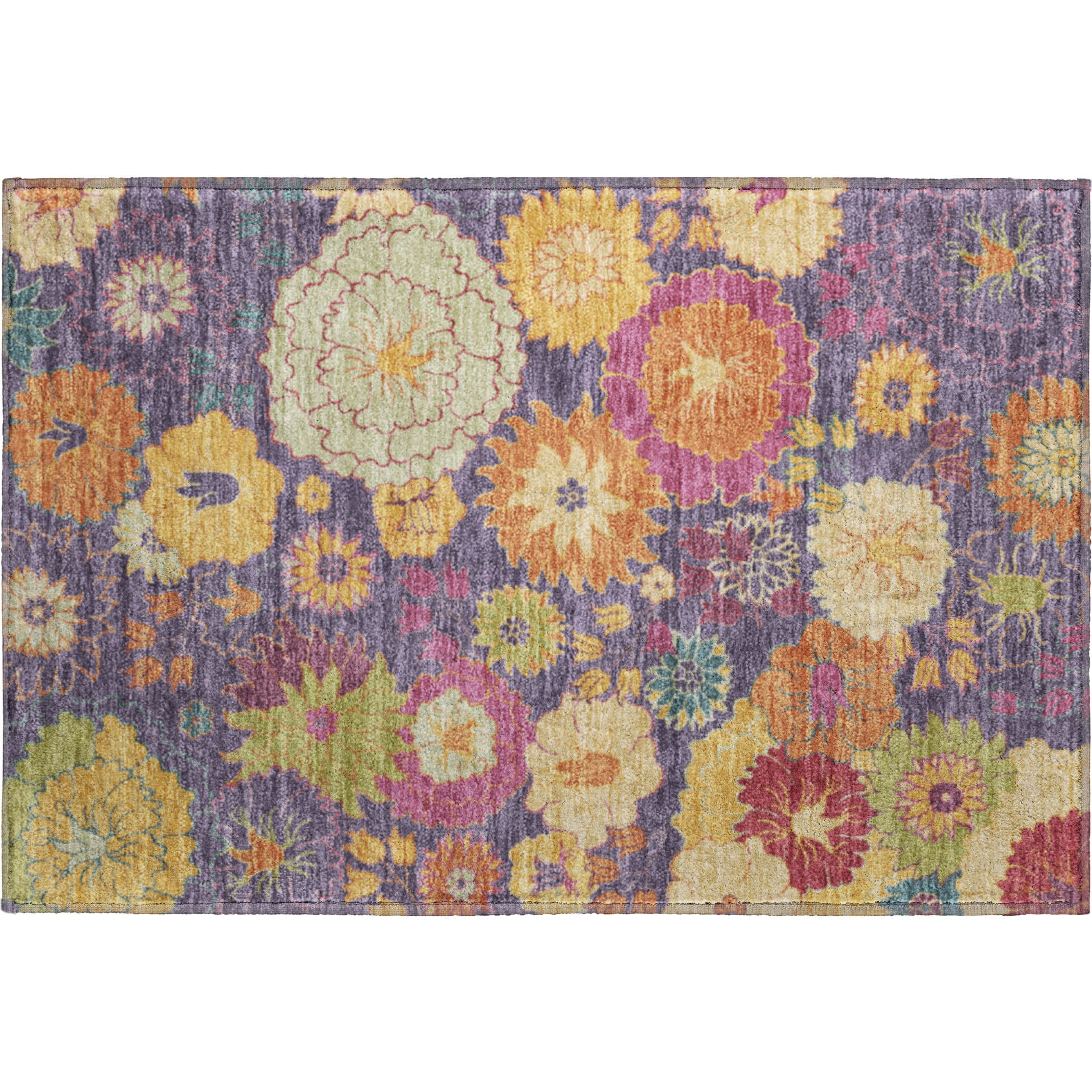 Bangkok Machine Washable Transitional Purple Rug 1'8" x 2'6" #shape_Rectangle