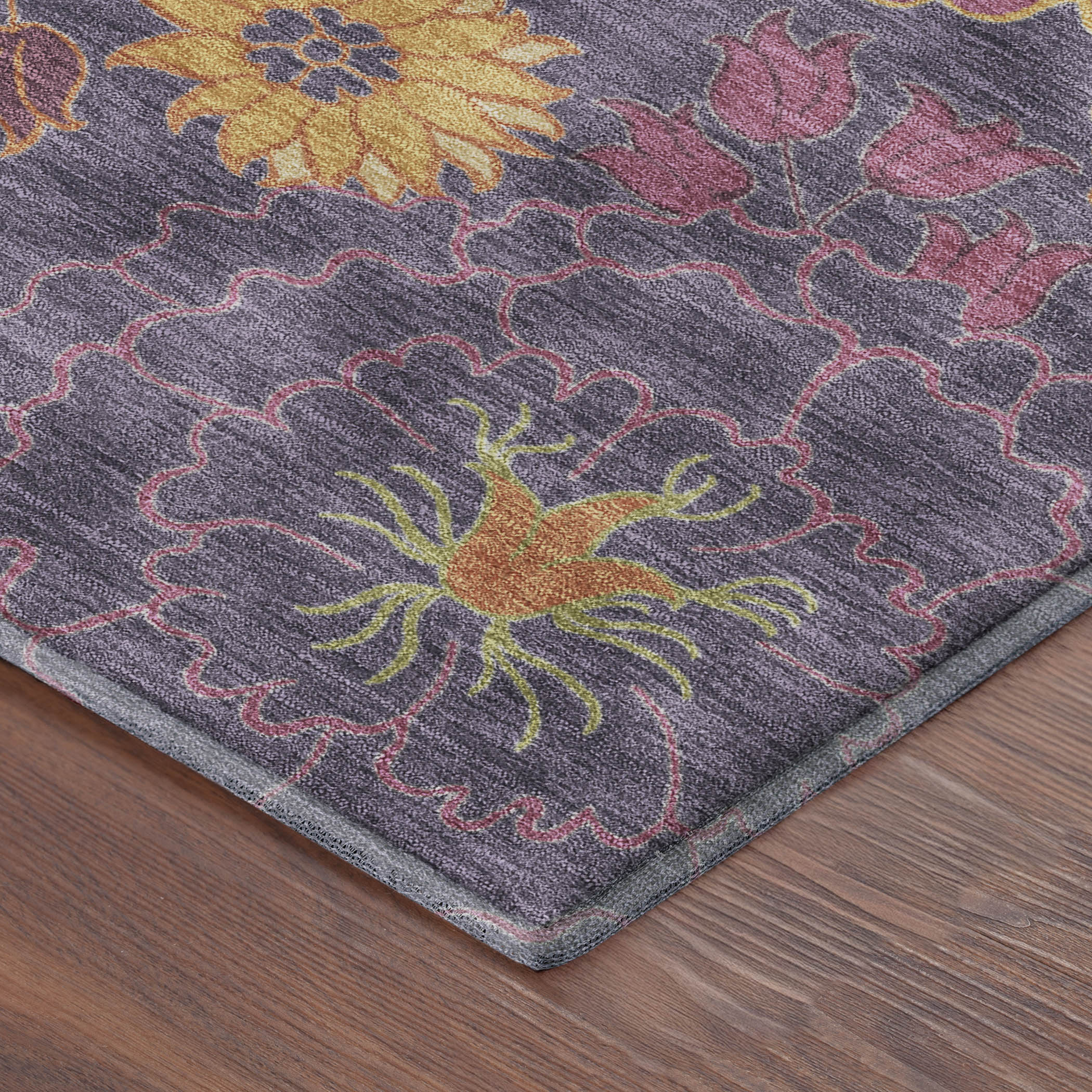 Bangkok Machine Washable Transitional Purple Rug 1'8" x 2'6" #shape_Rectangle