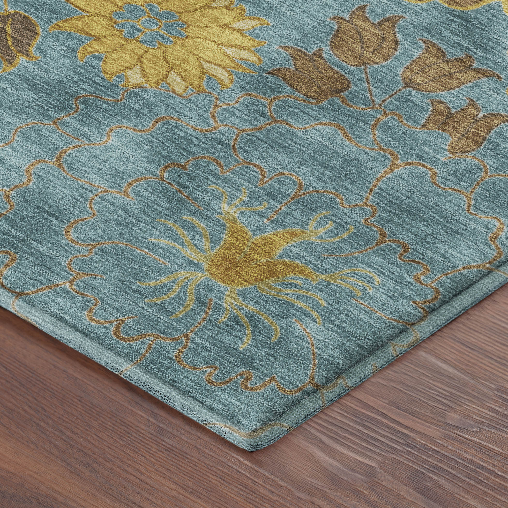 Istanbul Machine Washable Transitional Aqua Teal Rug 1'8" x 2'6" #shape_Rectangle