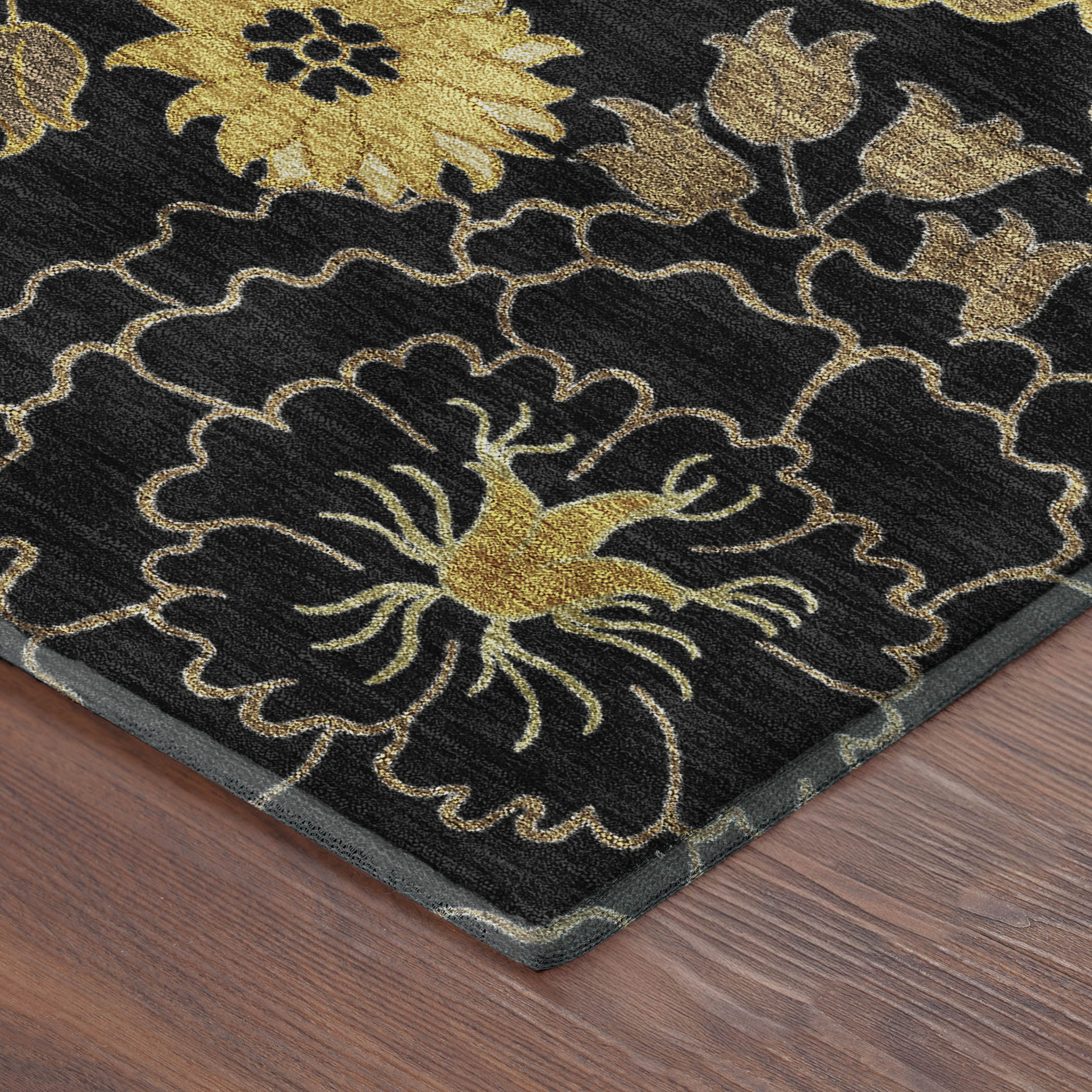 Istanbul Machine Washable Transitional Black Rug 1'8" x 2'6" #shape_Rectangle