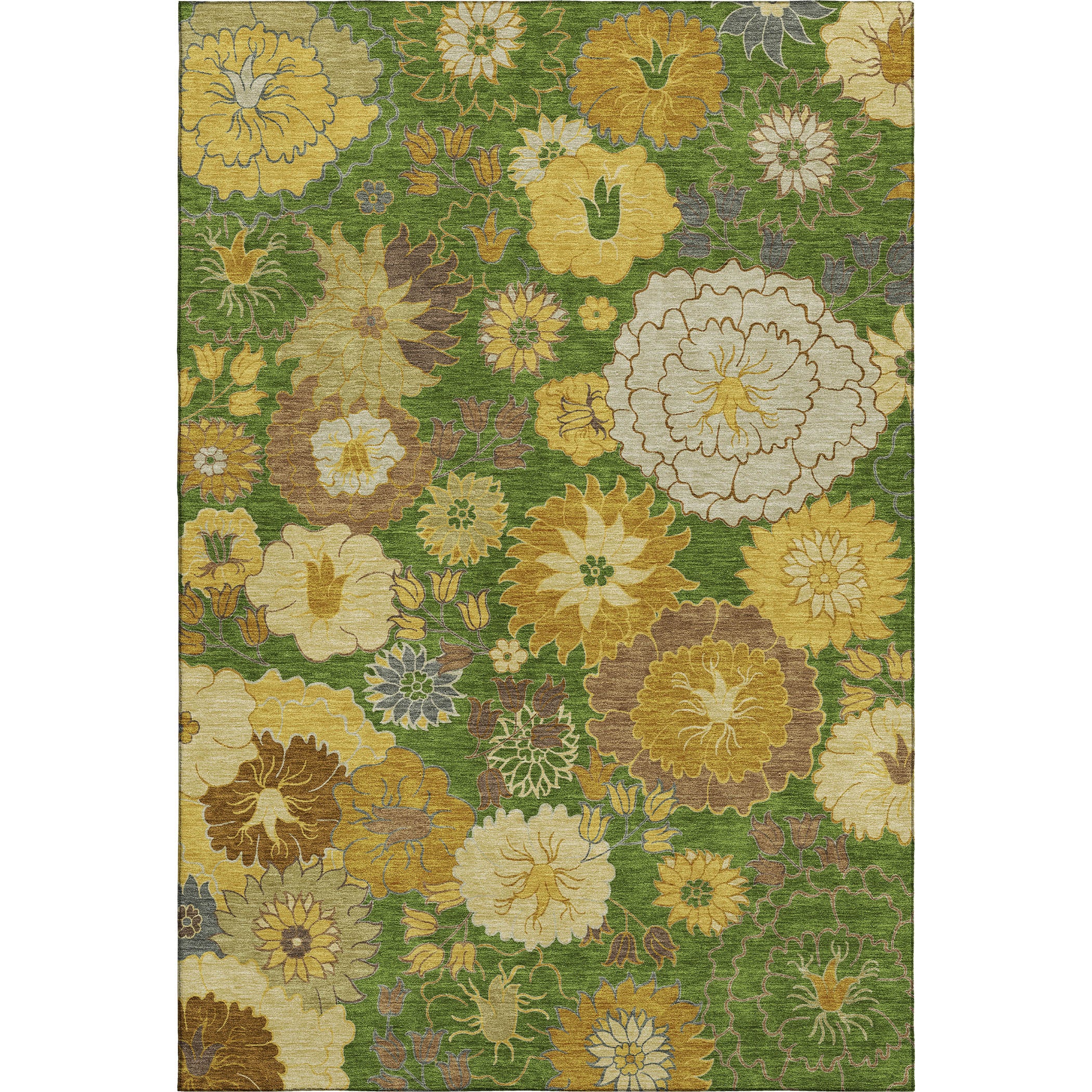 Istanbul Machine Washable Transitional Fern Green Rug 3' x 5' #shape_Rectangle