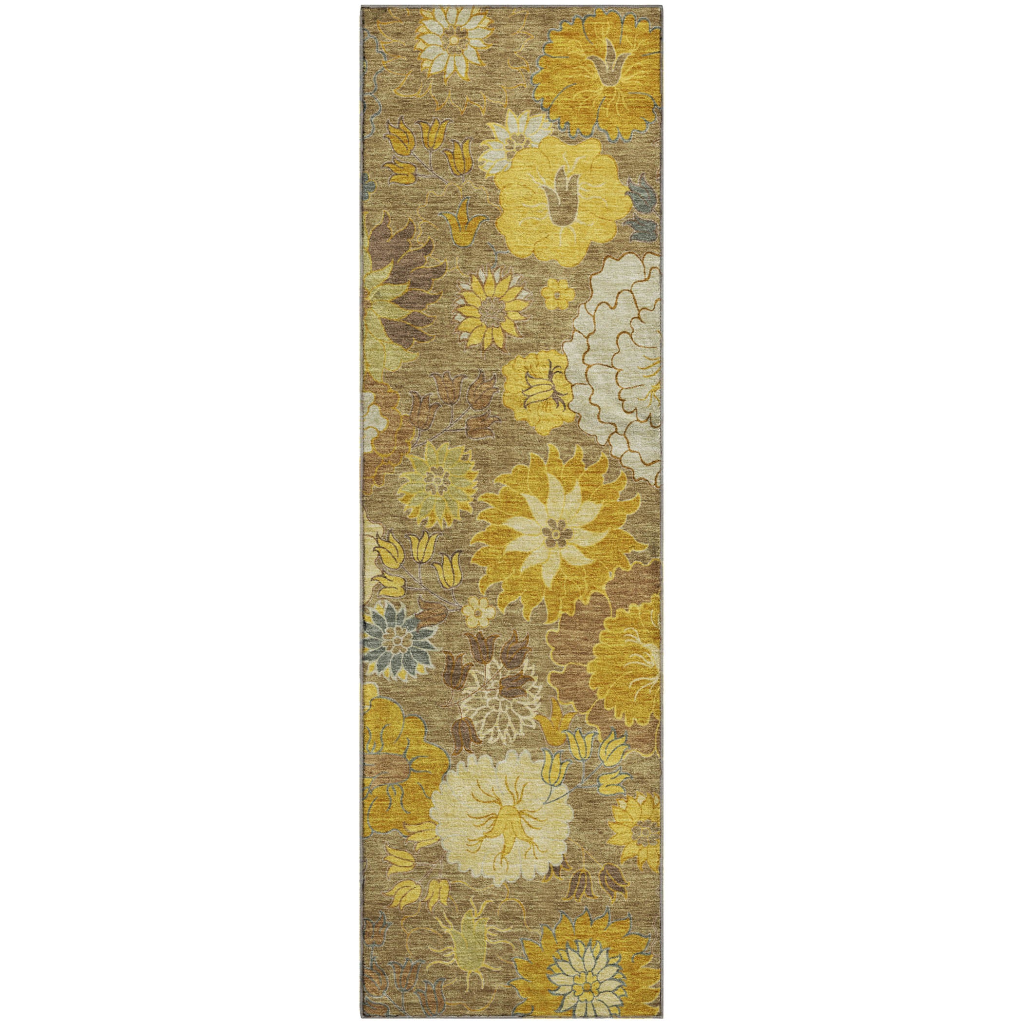 Istanbul Machine Washable Transitional Mocha Brown Rug 2'3" x 7'6" #shape_Runner