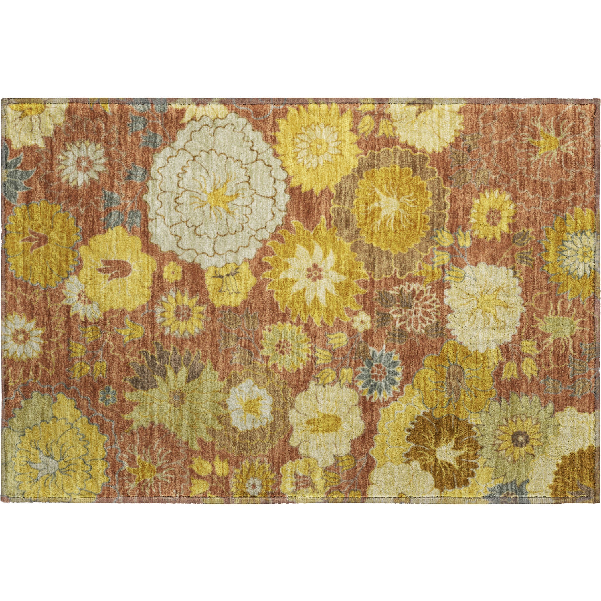 Istanbul Machine Washable Transitional Terracotta Orange Rug 1'8" x 2'6" #shape_Rectangle