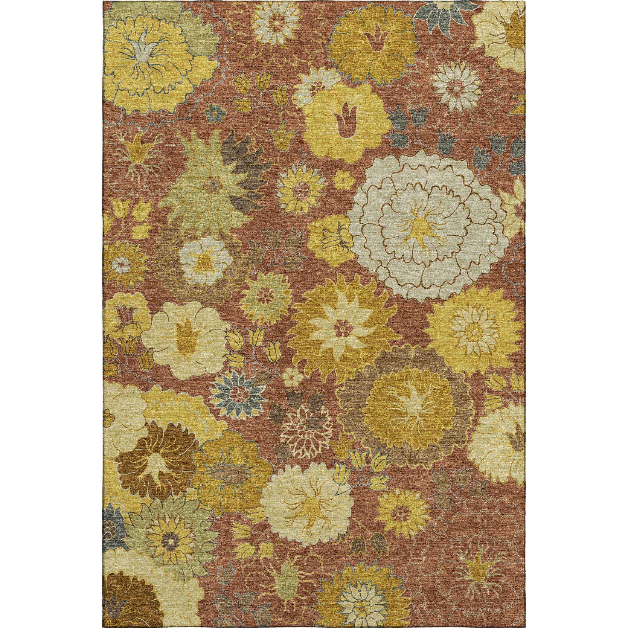 Istanbul Machine Washable Transitional Terracotta Orange Rug 3' x 5' #shape_Rectangle
