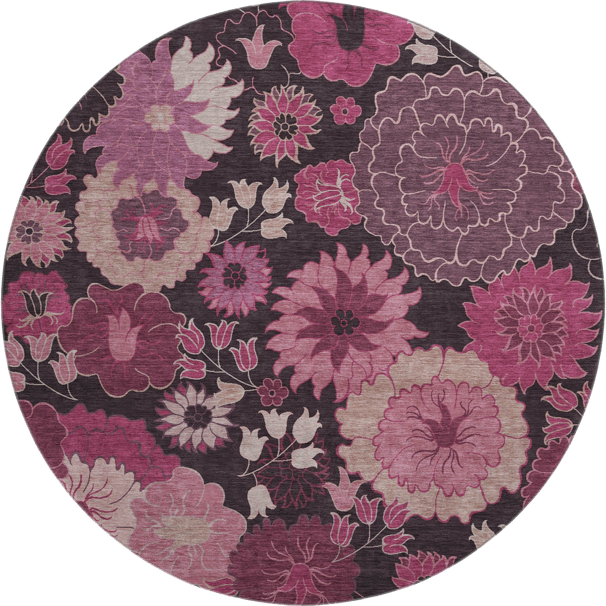 Luang Prabang Machine Washable Transitional Blush Pink Rug 8' x 8' #shape_Round