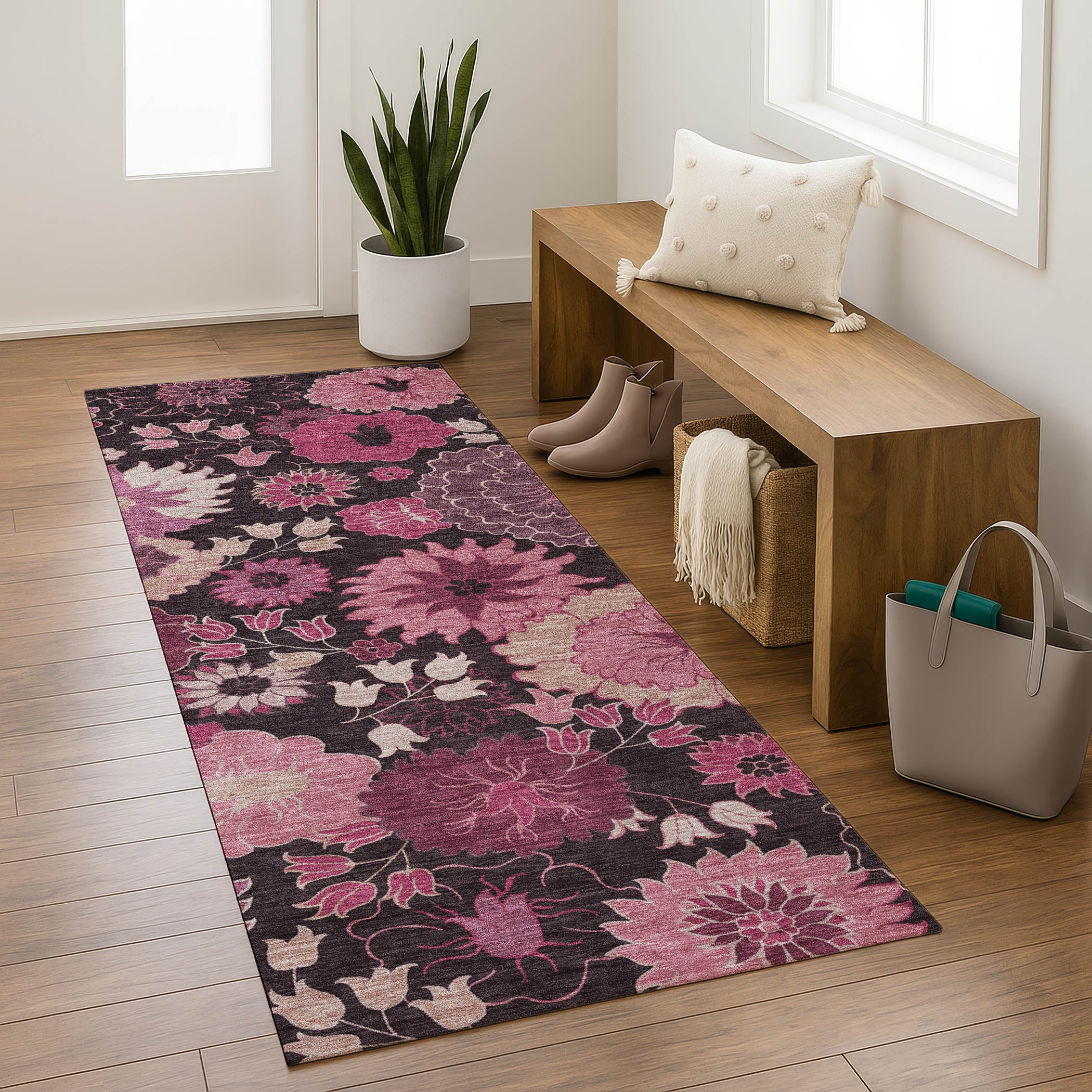 Luang Prabang Machine Washable Transitional Blush Pink Rug 2'3" x 7'6" #shape_Runner