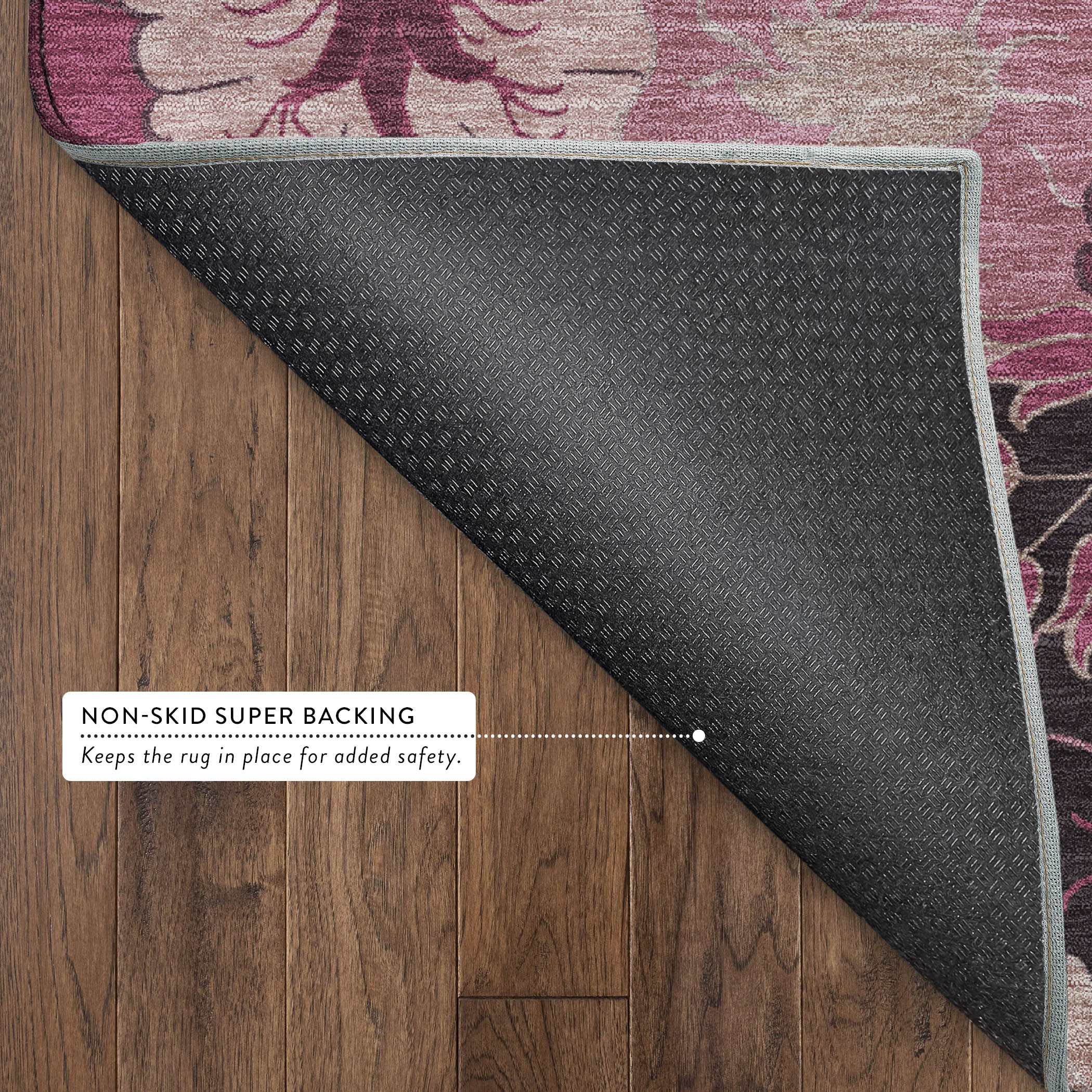 Luang Prabang Machine Washable Transitional Blush Pink Rug 1'8" x 2'6" #shape_Rectangle