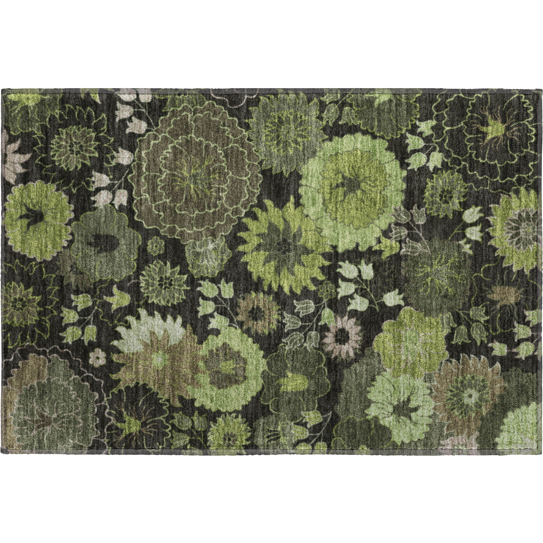 Luang Prabang Machine Washable Transitional Green Rug 1'8" x 2'6" #shape_Rectangle