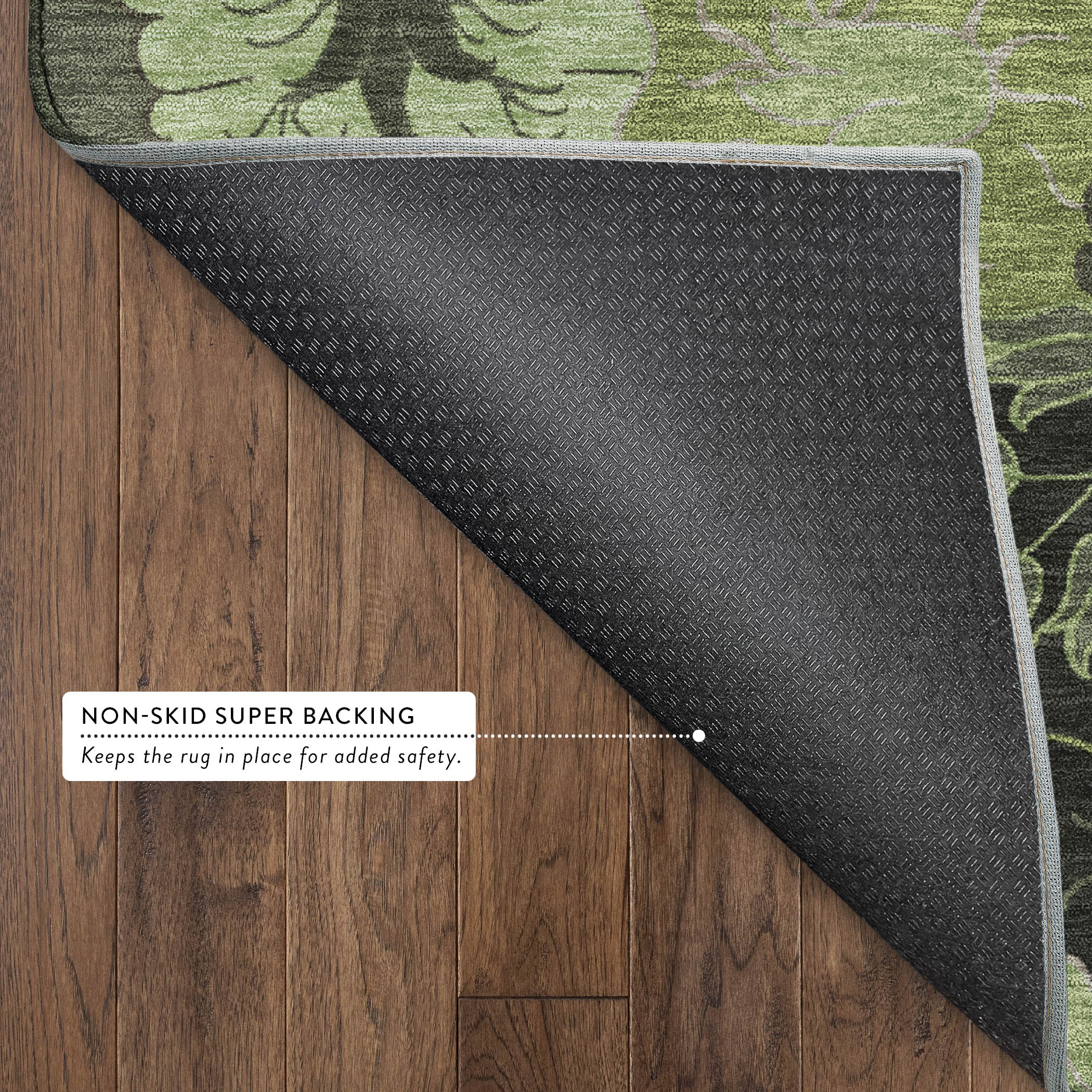 Luang Prabang Machine Washable Transitional Green Rug 1'8" x 2'6" #shape_Rectangle