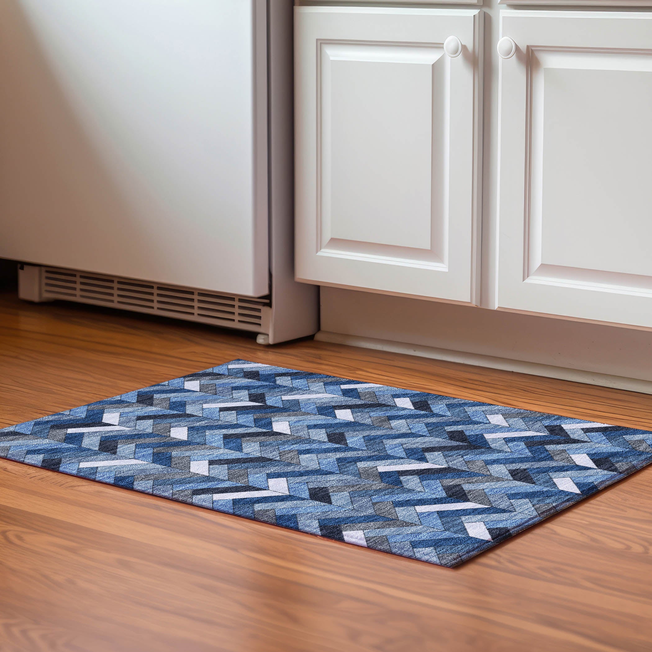 Cairo Machine Washable Transitional Blue Rug 1'8" x 2'6" #shape_Rectangle