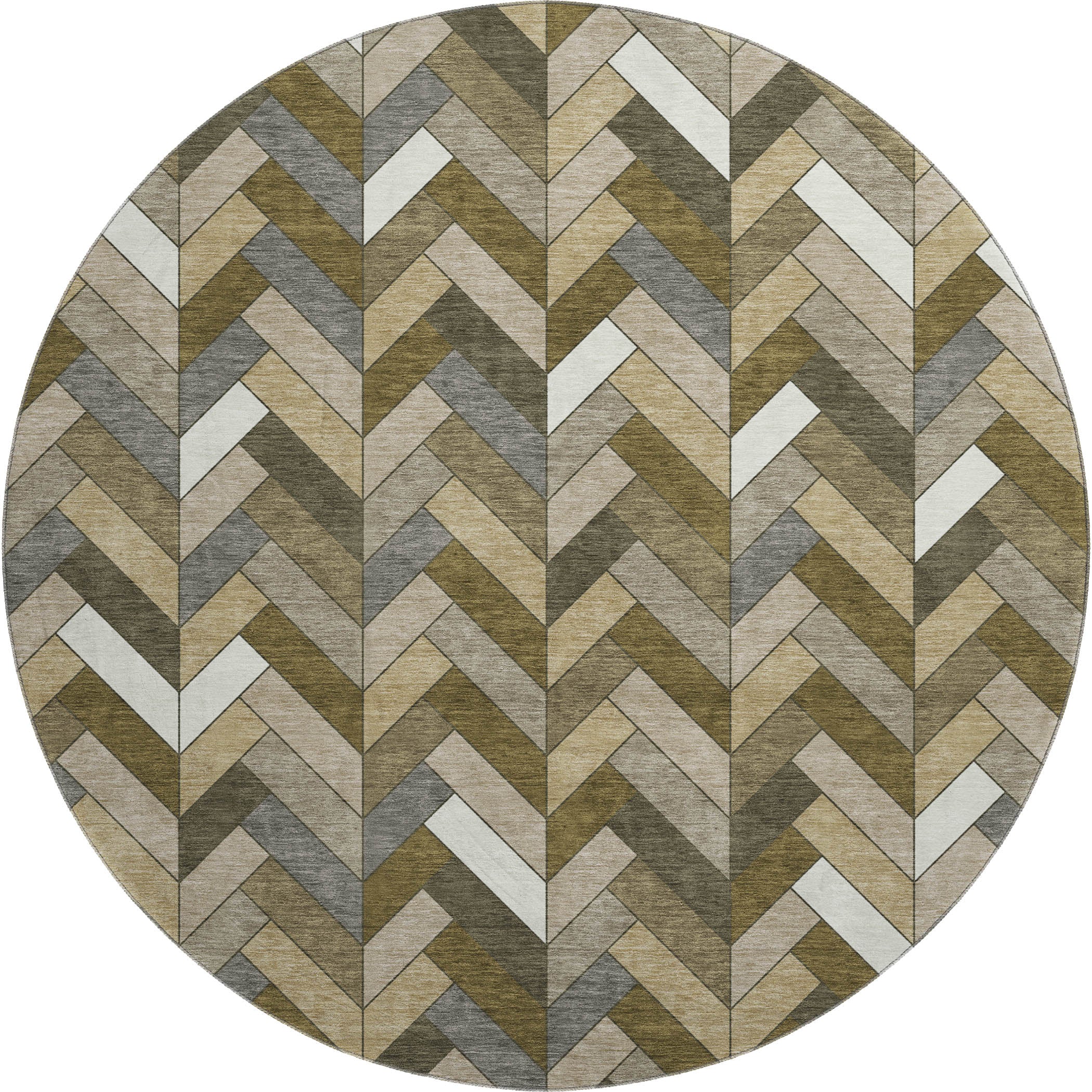 Cairo Machine Washable Transitional Brown Rug 8' x 8' #shape_Round