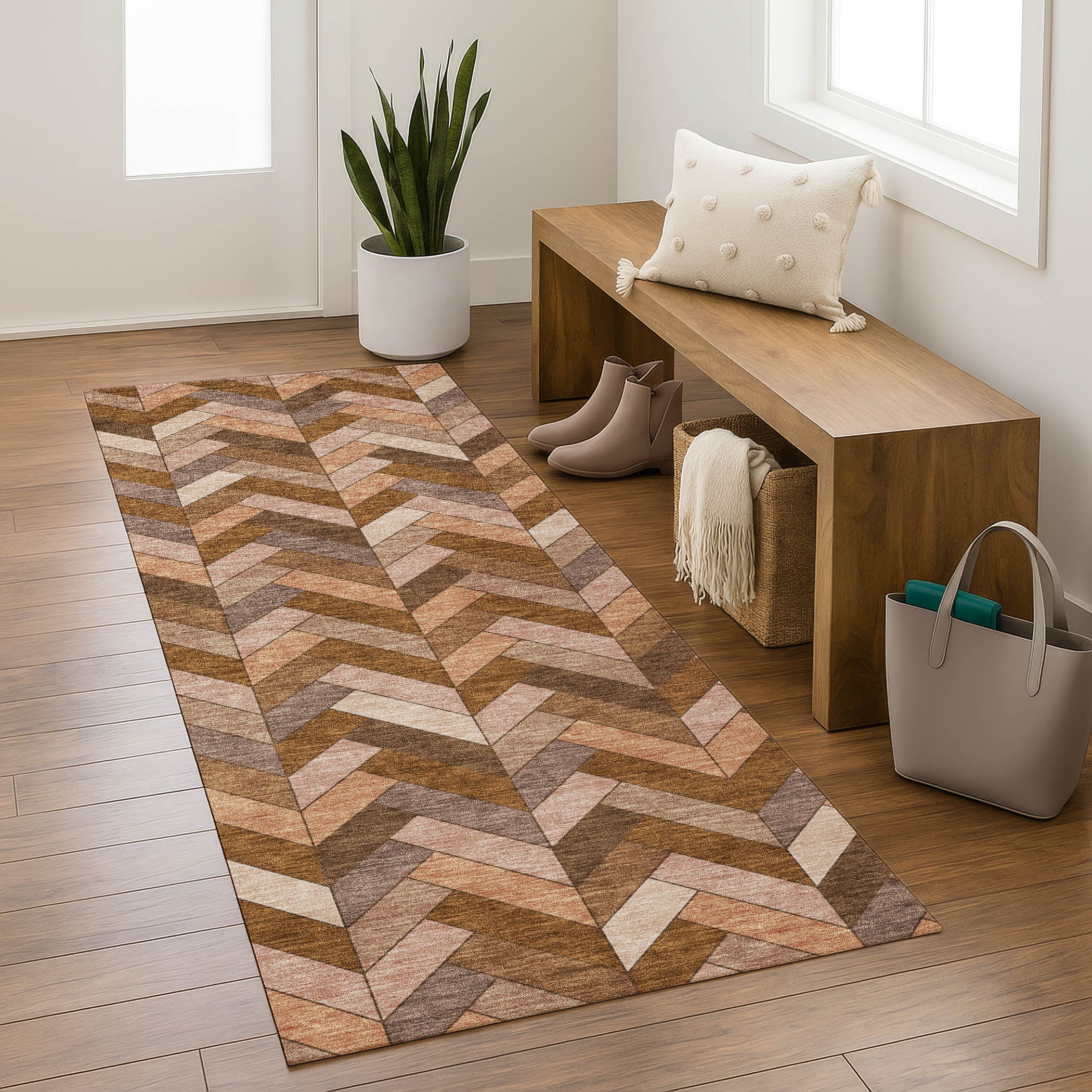 Cairo Machine Washable Transitional Copper Orange Rug 2'3" x 7'6" #shape_Runner