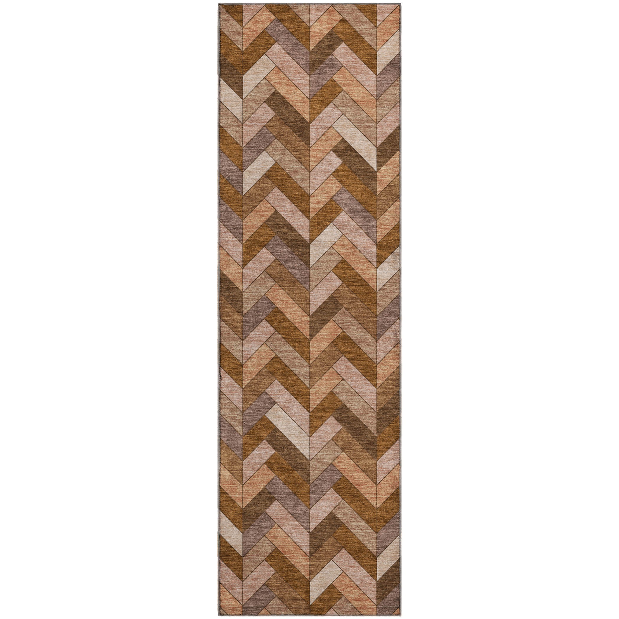 Cairo Machine Washable Transitional Copper Orange Rug 2'3" x 7'6" #shape_Runner