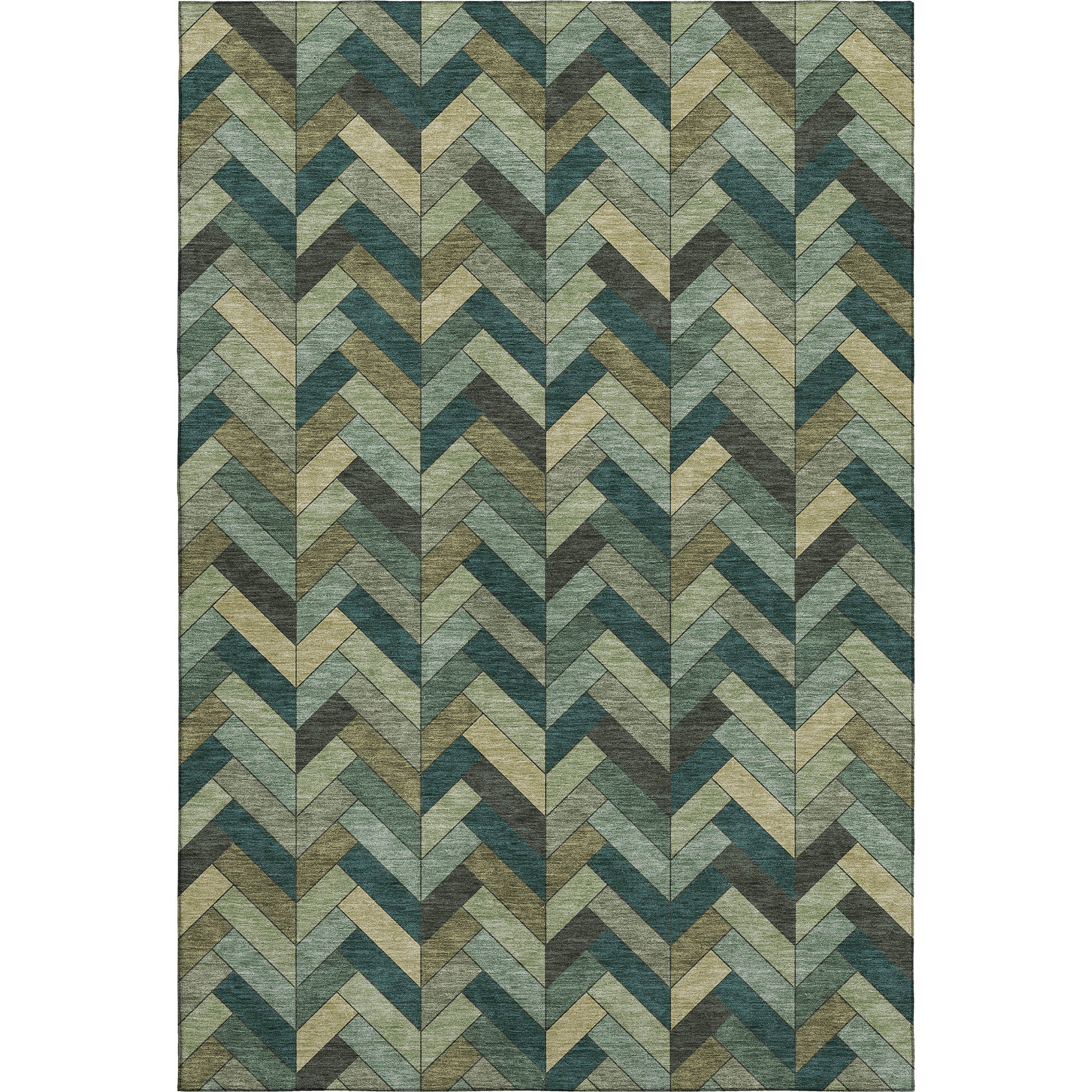 Cairo Machine Washable Transitional Green Rug 3' x 5' #shape_Rectangle