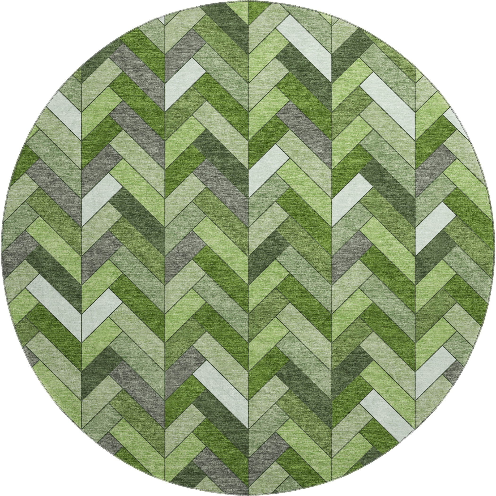 Cairo Machine Washable Transitional Olive Green Rug 8' x 8' #shape_Round