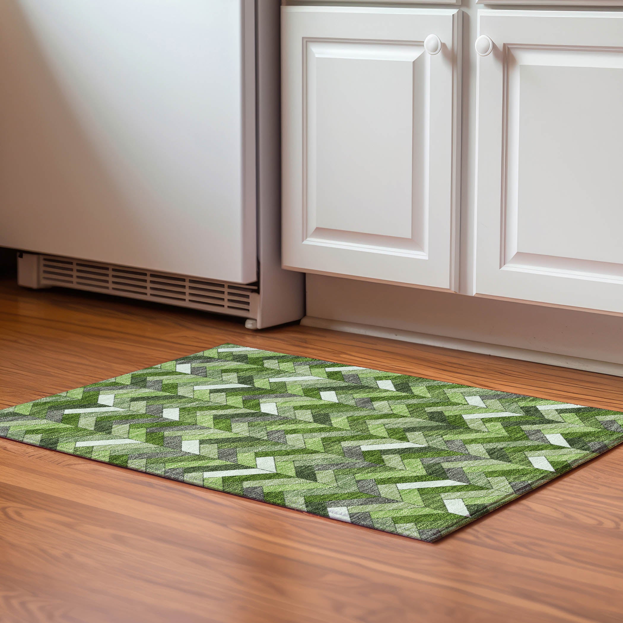Cairo Machine Washable Transitional Olive Green Rug 1'8" x 2'6" #shape_Rectangle