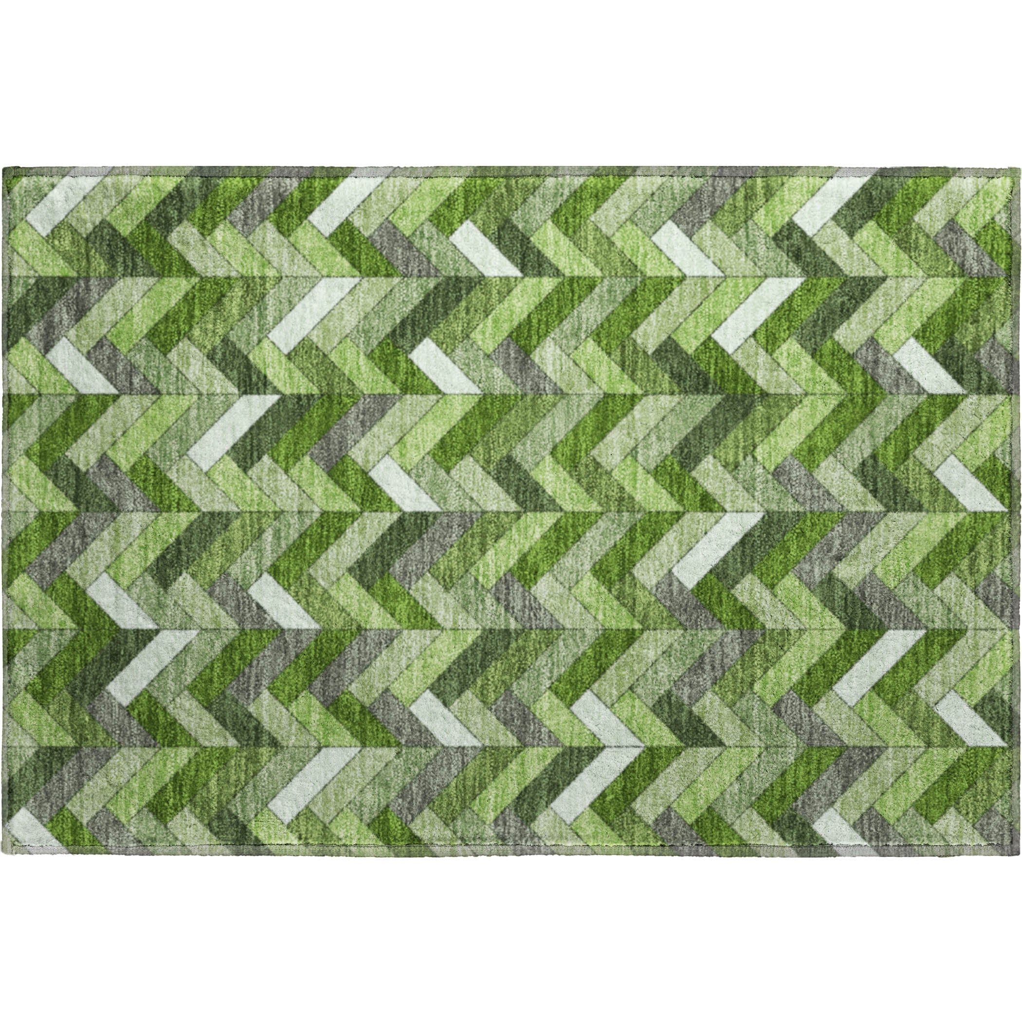 Cairo Machine Washable Transitional Olive Green Rug 1'8" x 2'6" #shape_Rectangle