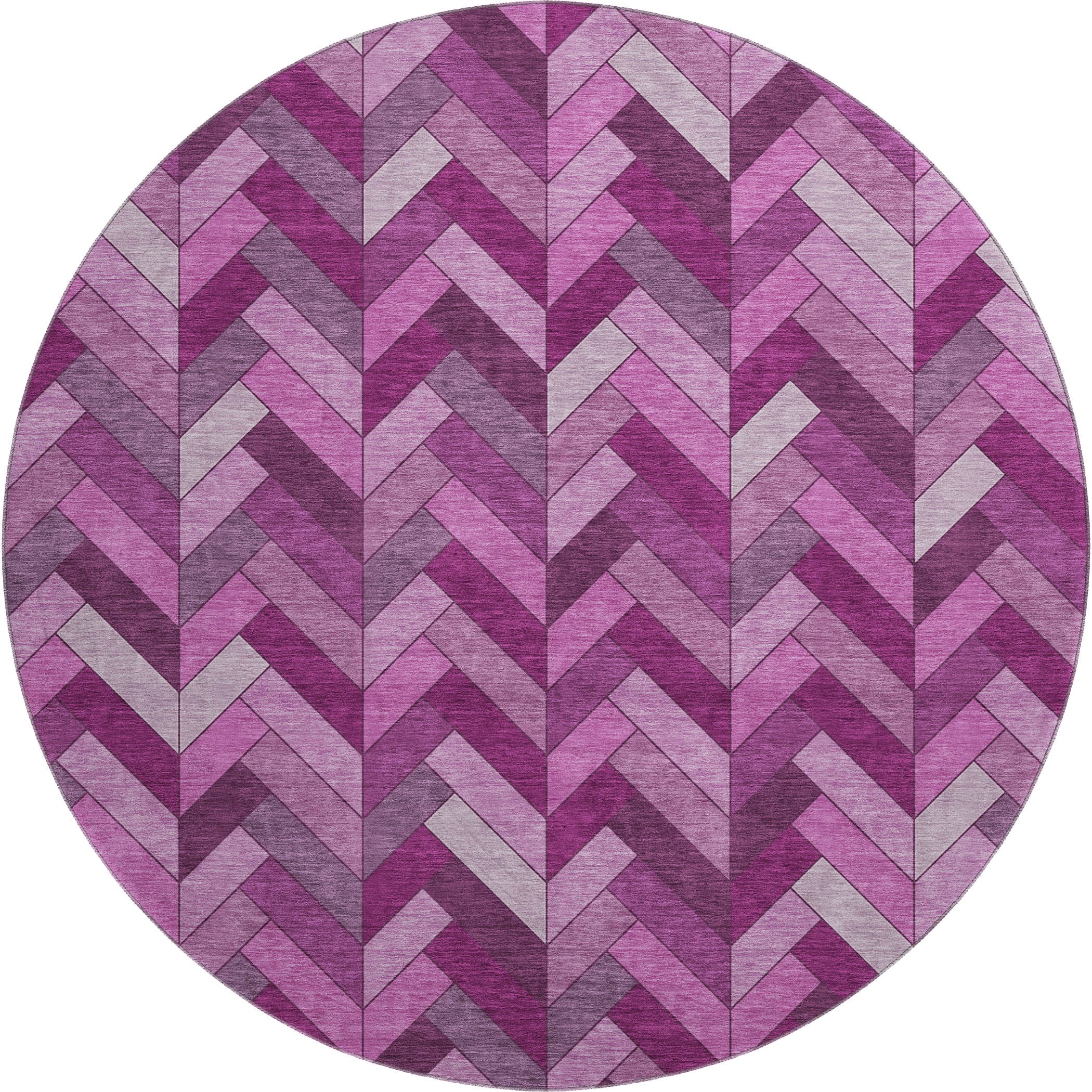 Cairo Machine Washable Transitional Pink Rug 8' x 8' #shape_Round