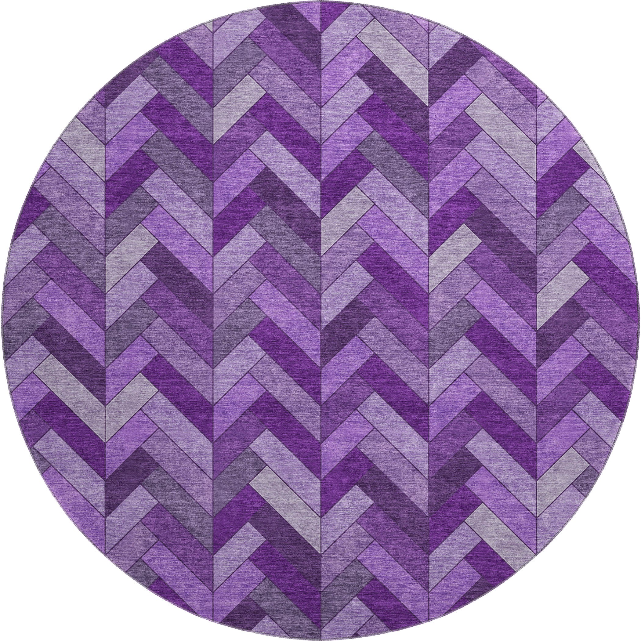 Cairo Machine Washable Transitional Purple Rug 8' x 8' #shape_Round